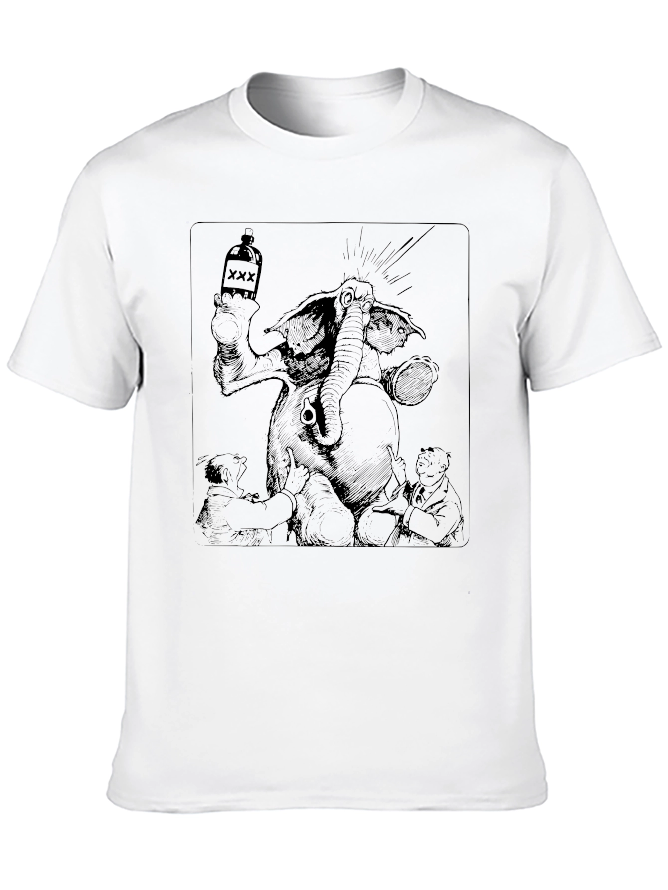 Black Graphic Tee - Elephant & Booze Design