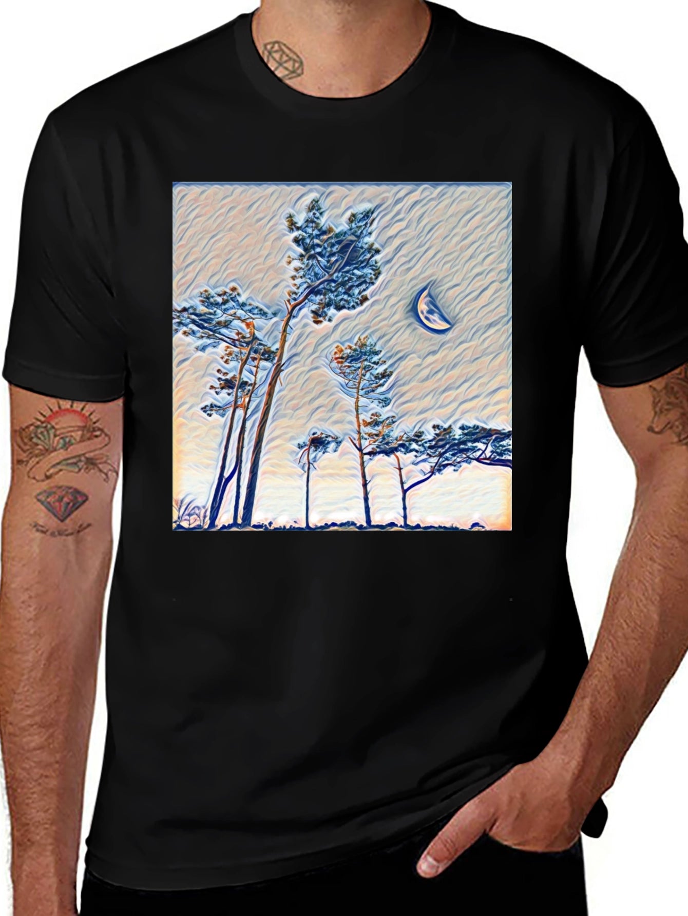 Artistic Moonlit Forest T-Shirt