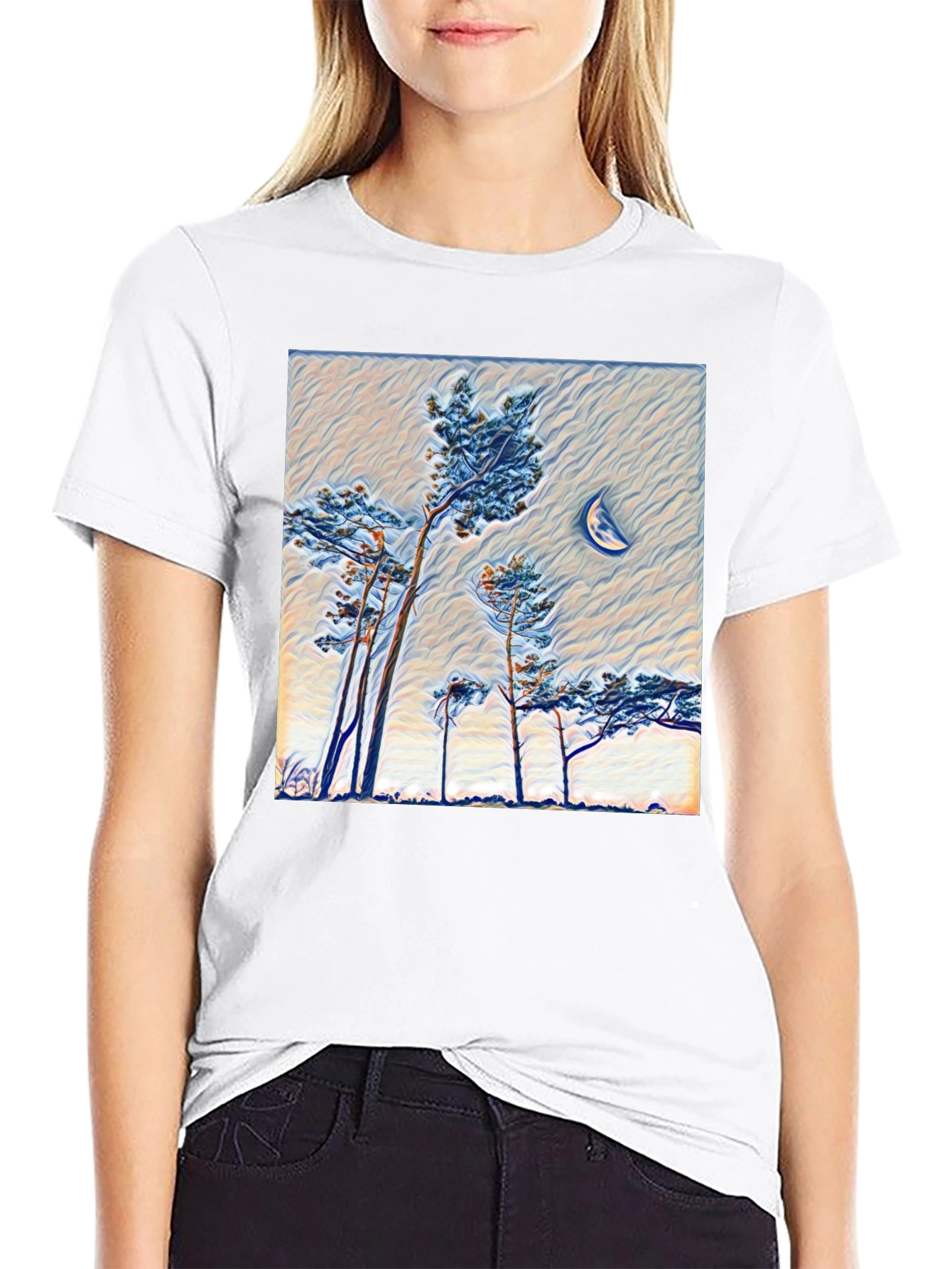 Artistic Moonlit Forest T-Shirt