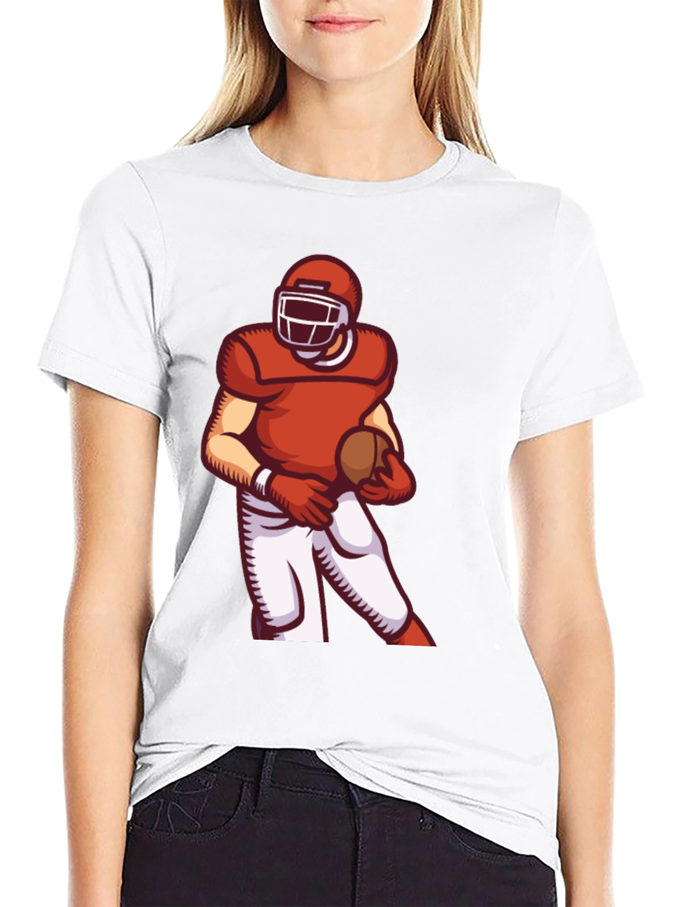 Football Player Graphic Tee - Sporty Black T-Shirt