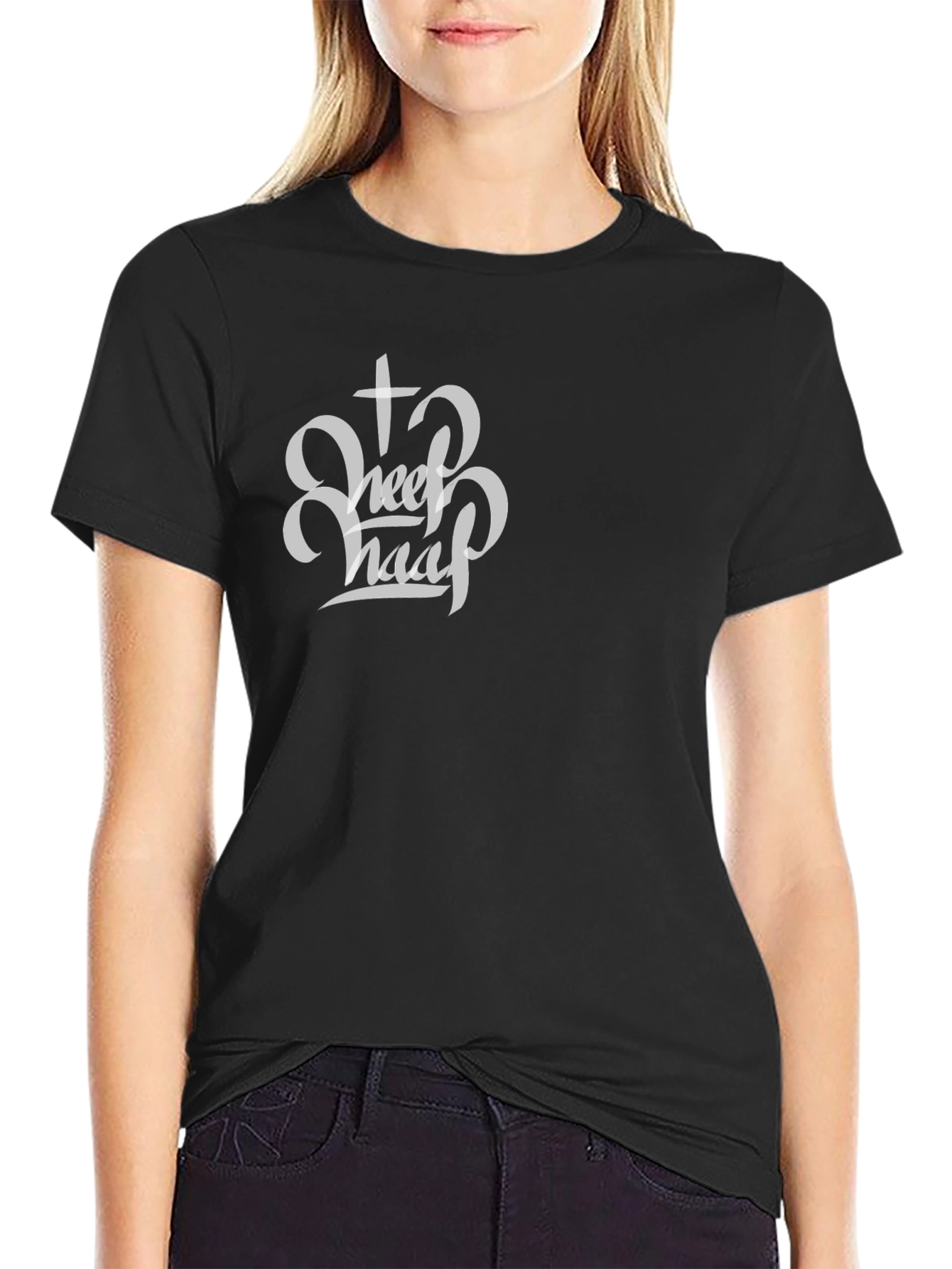 Black T-Shirt with Christian Sheep Graphic