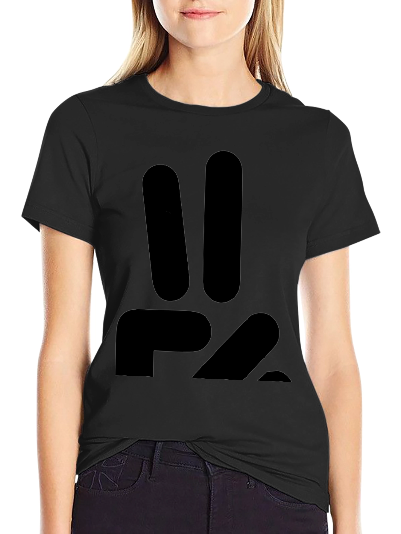 P2 Black Graphic Tee - Modern Casual Style