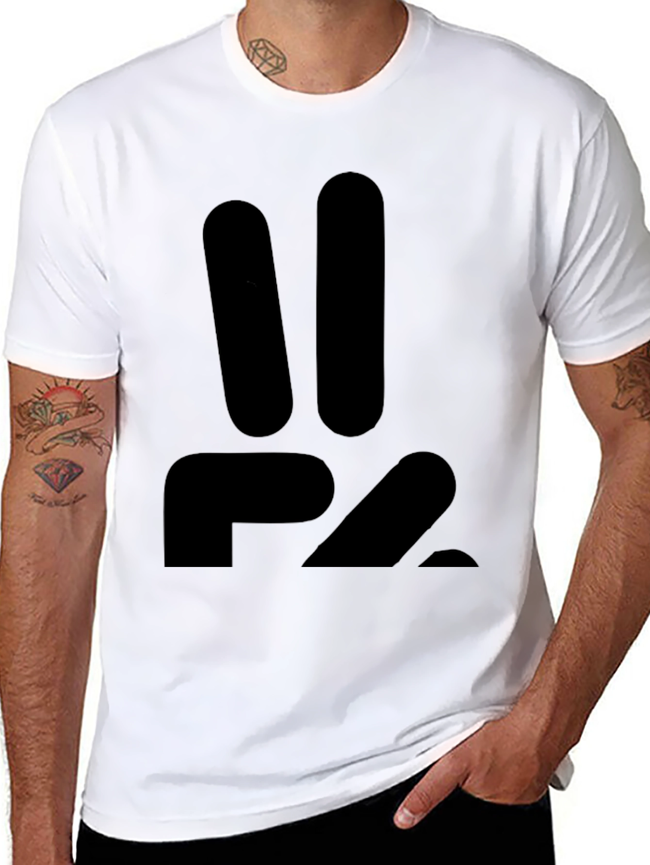 P2 Black Graphic Tee - Modern Casual Style