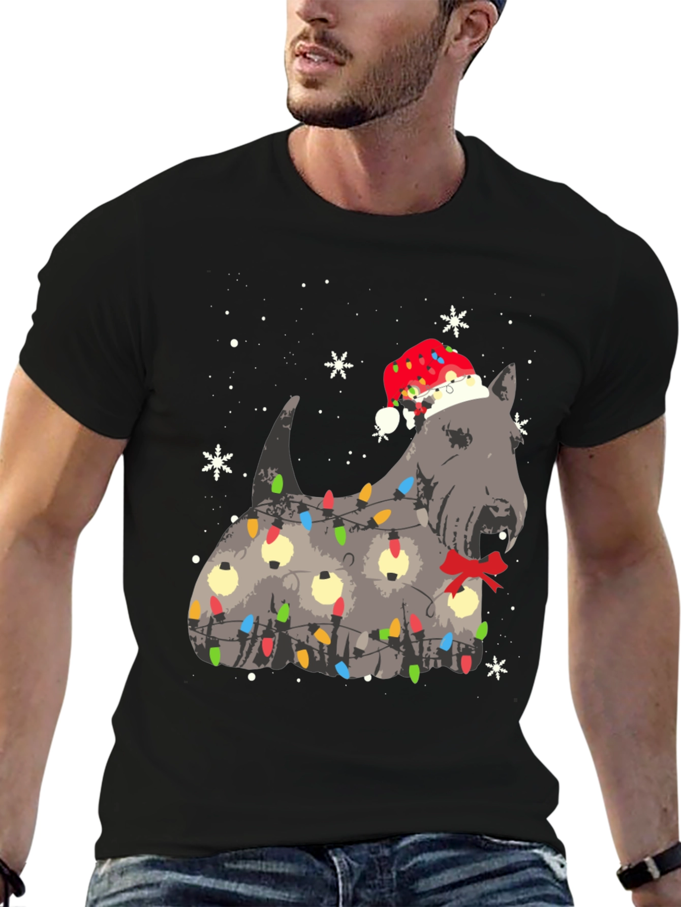 Festive Dog Christmas Lights T-Shirt