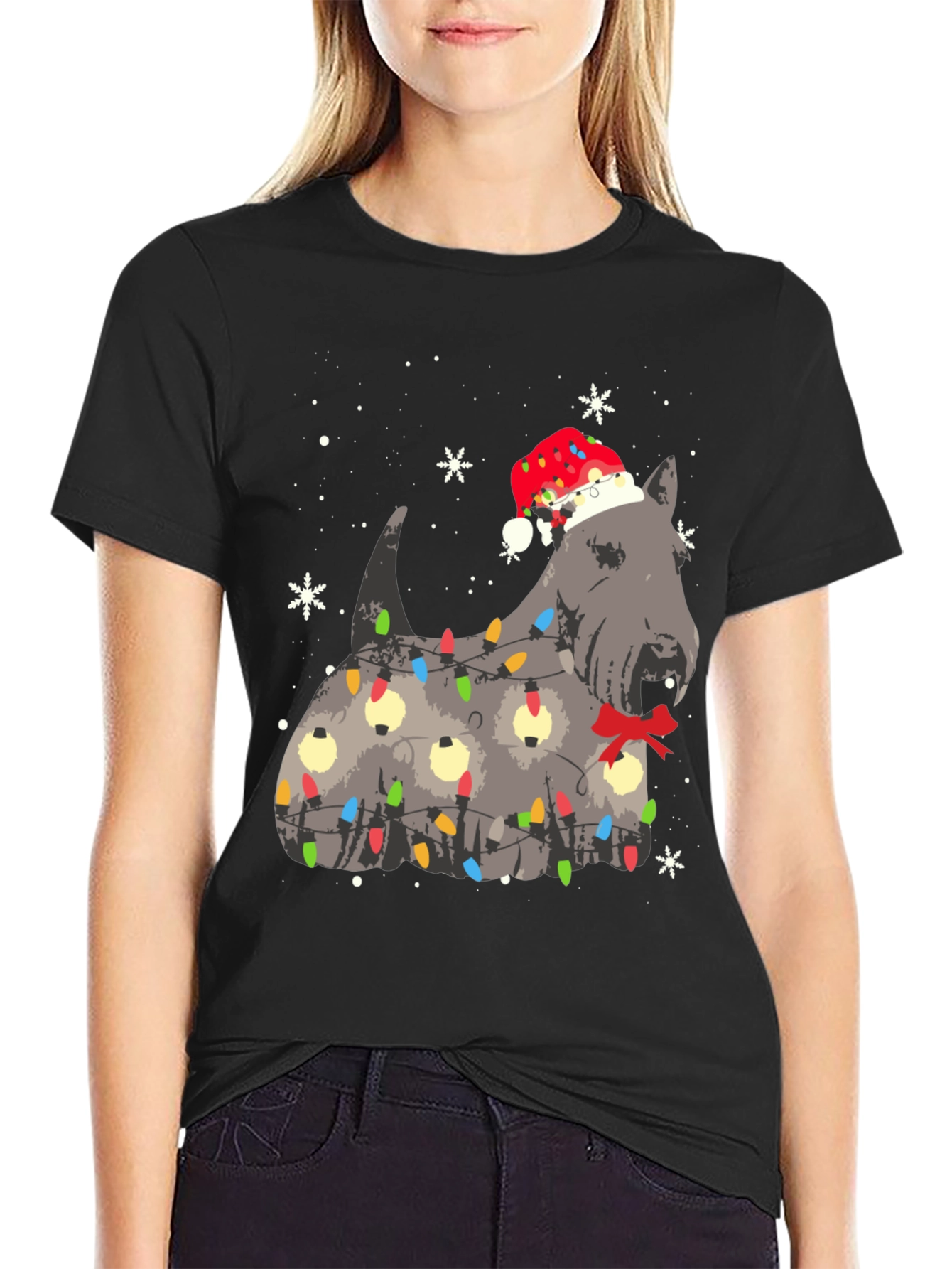 Festive Dog Christmas Lights T-Shirt