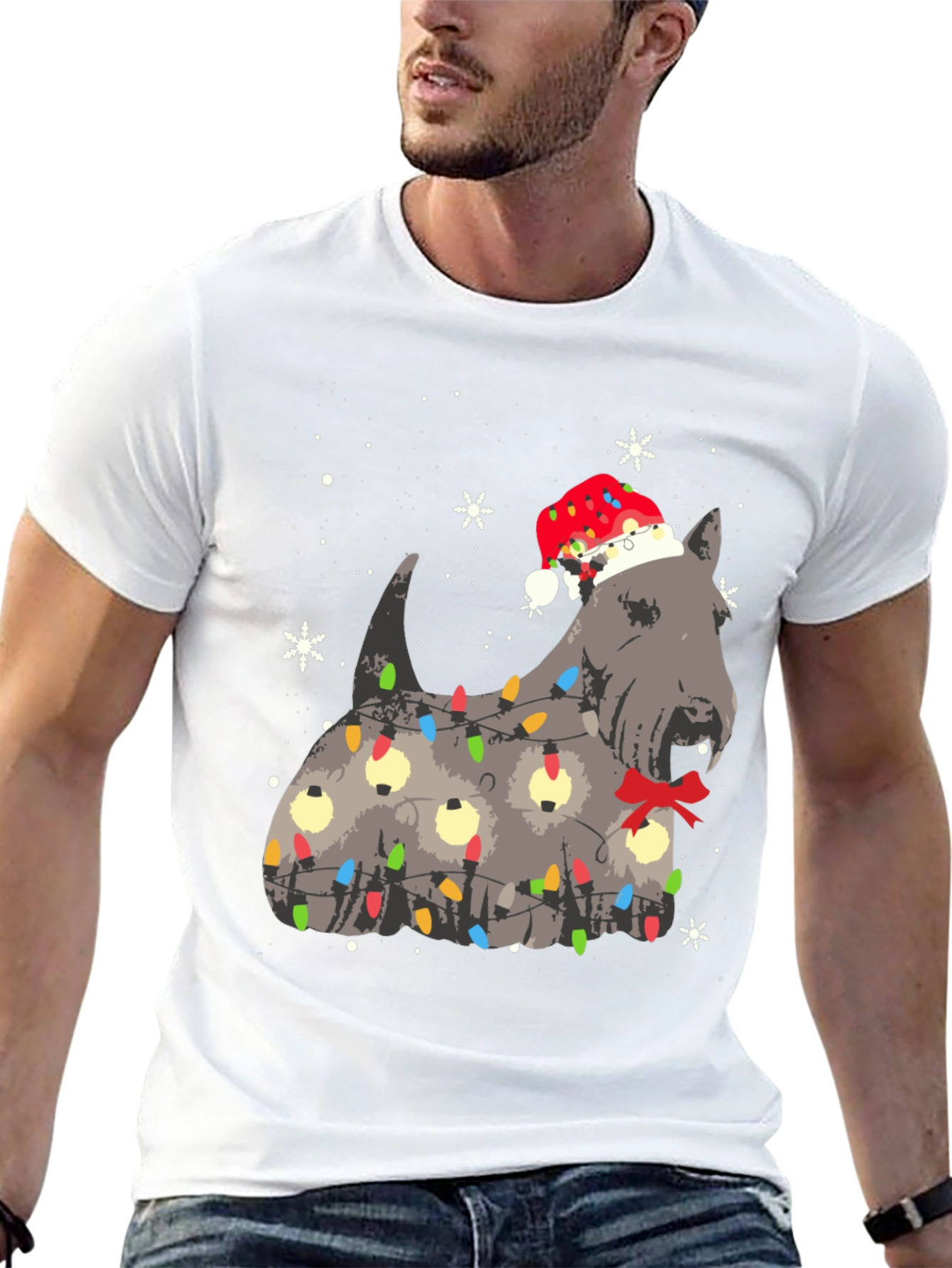 Festive Dog Christmas Lights T-Shirt