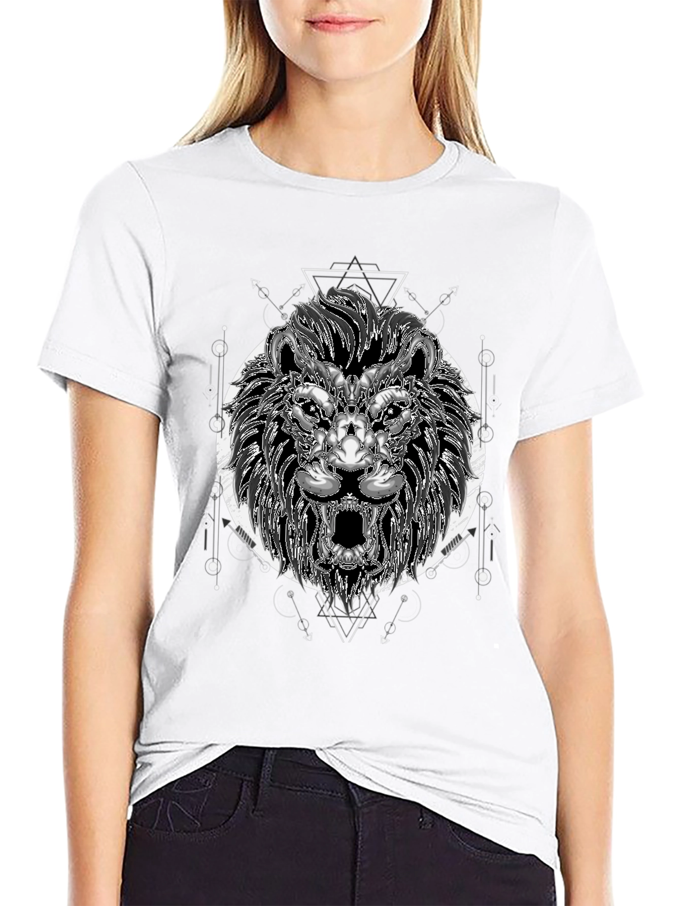 Lion Graphic Print T-Shirt - Black
