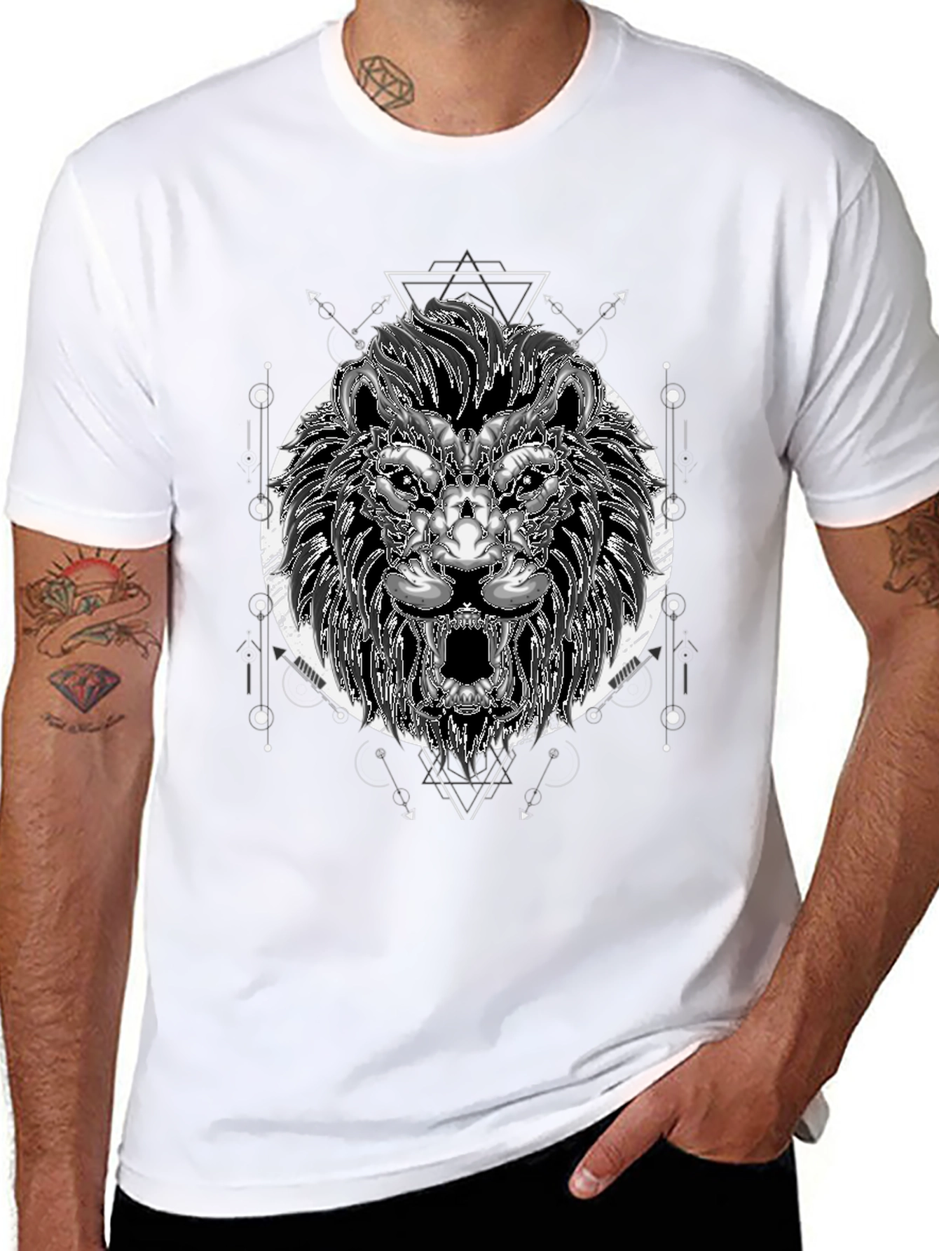 Lion Graphic Print T-Shirt - Black