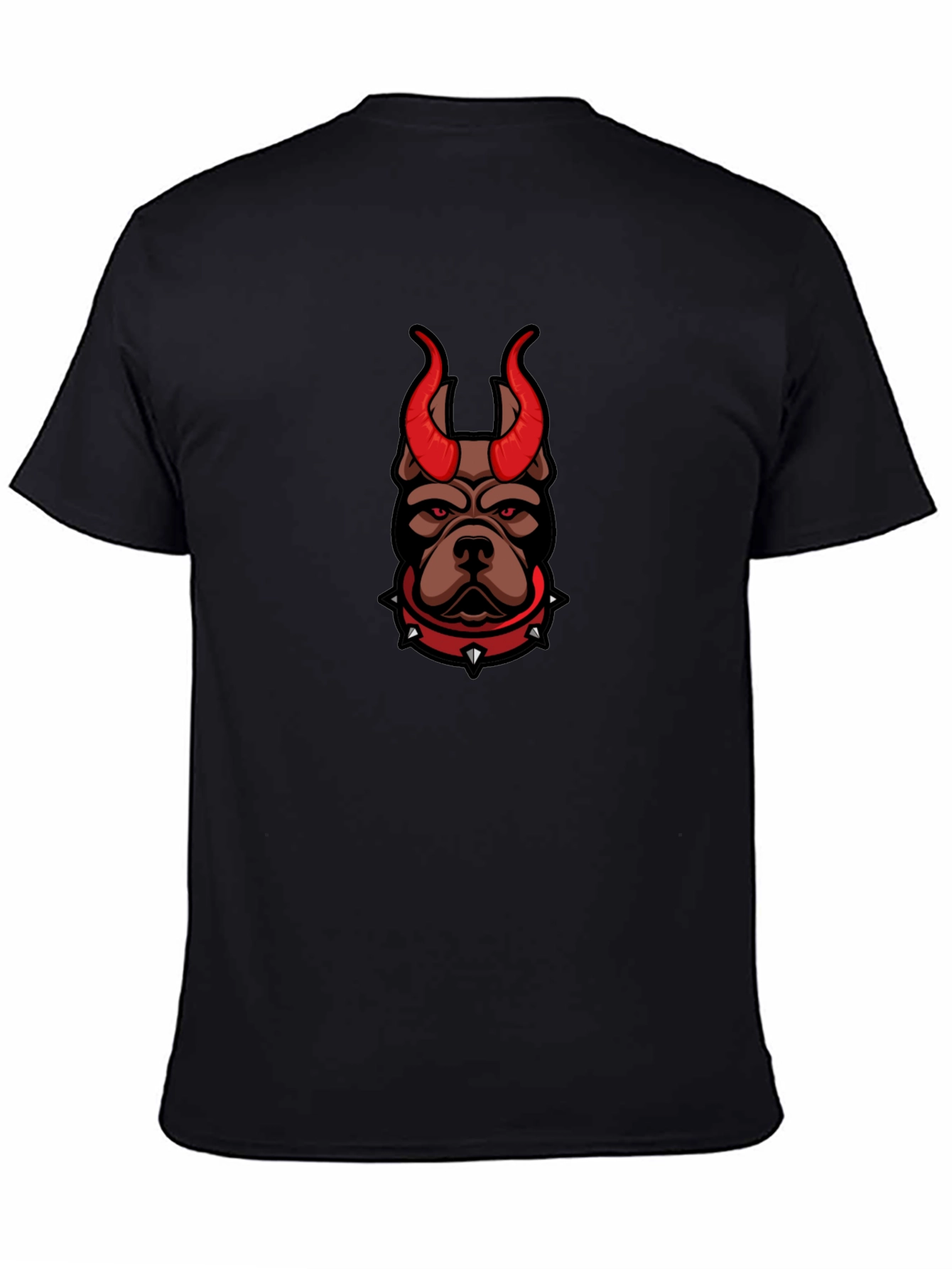 Mens Black T-Shirt with Devil Dog Graphic