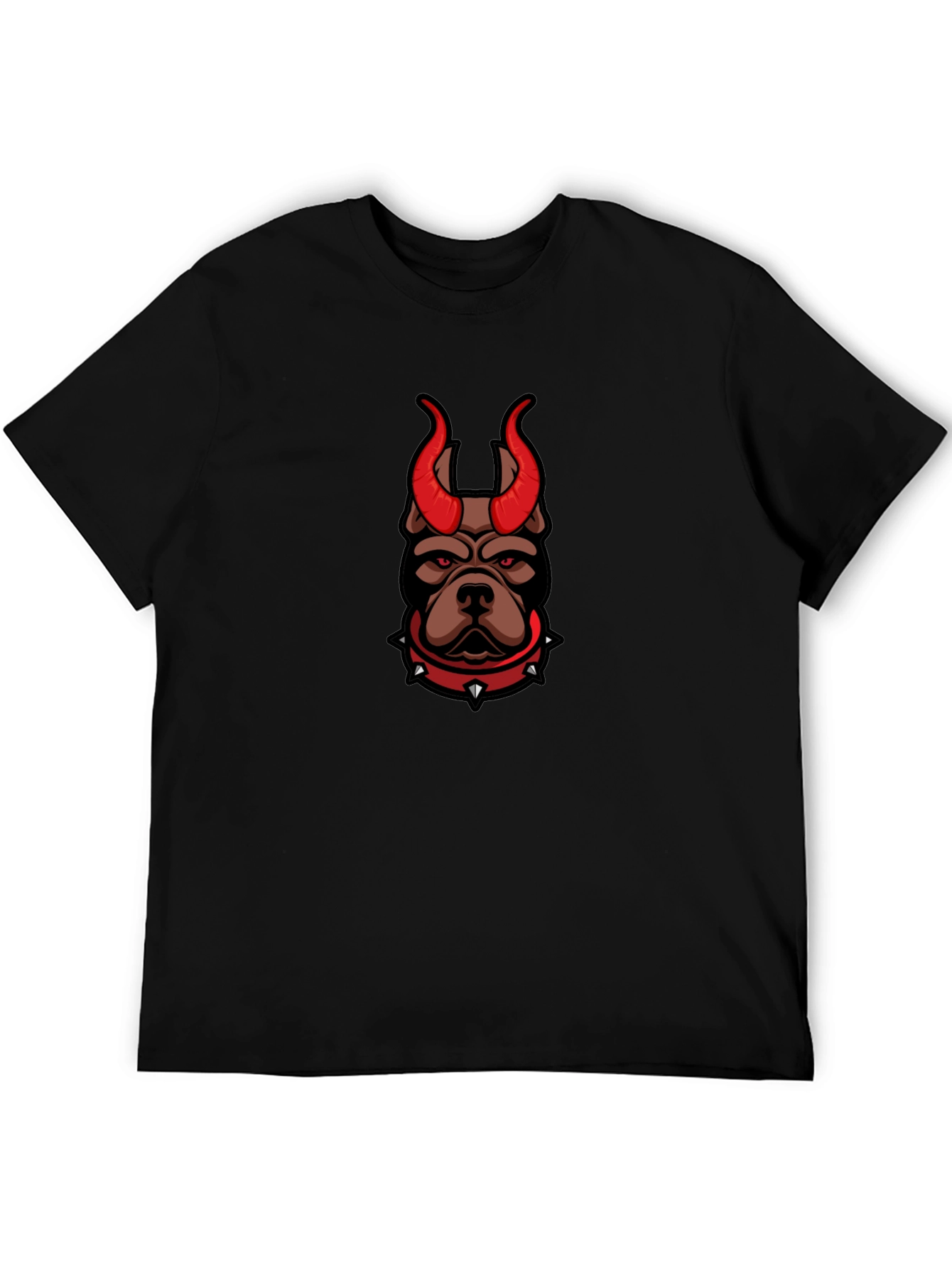Mens Black T-Shirt with Devil Dog Graphic