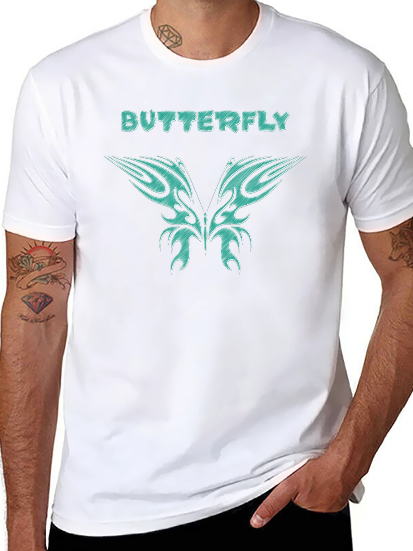Butterfly Graphic Tee - Black Cotton T-Shirt