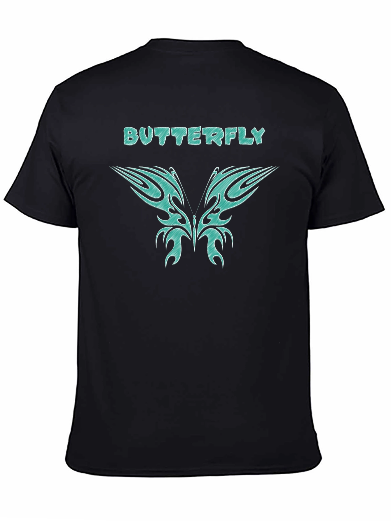 Butterfly Graphic Tee - Black Cotton T-Shirt
