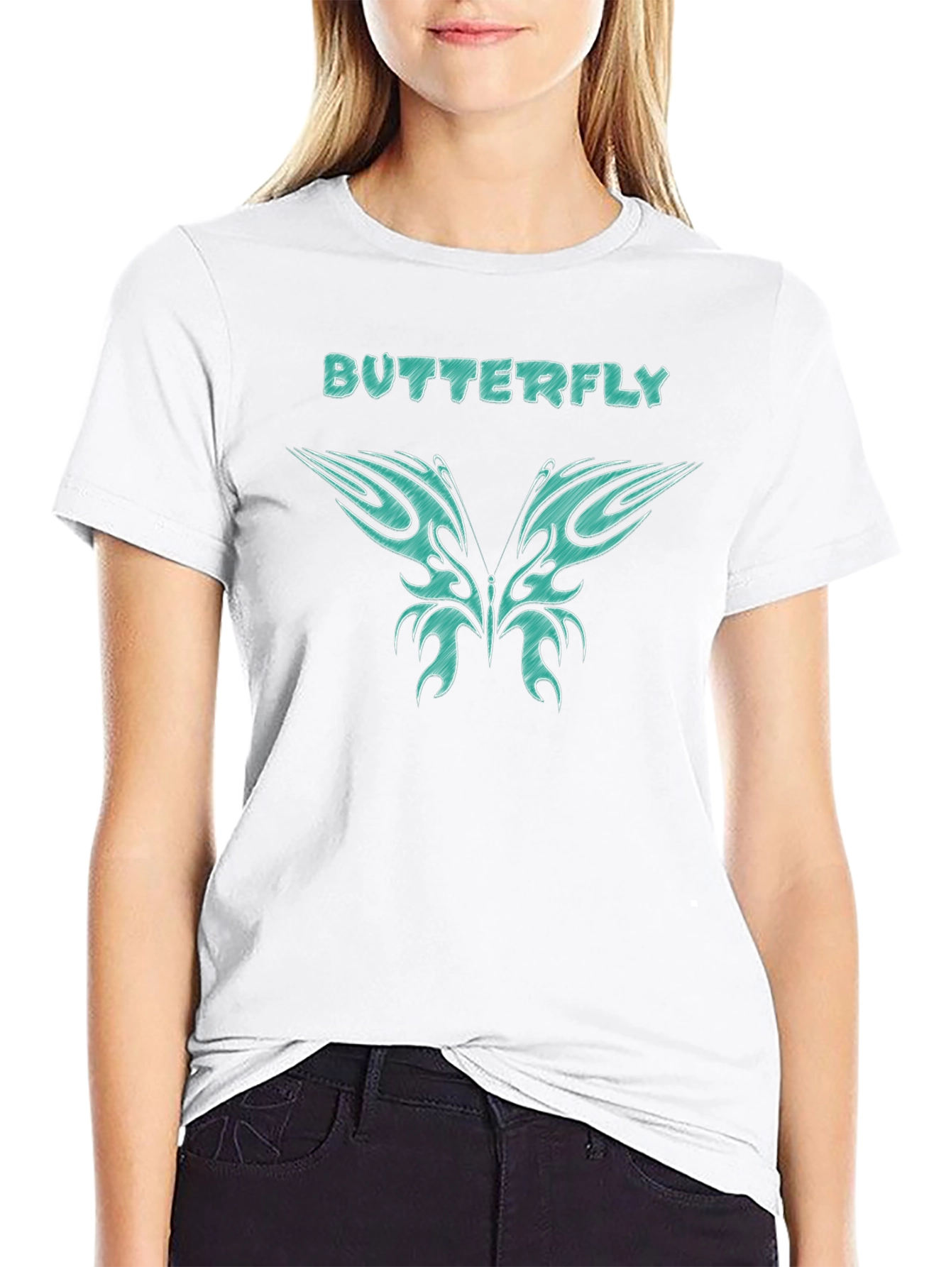 Butterfly Graphic Tee - Black Cotton T-Shirt