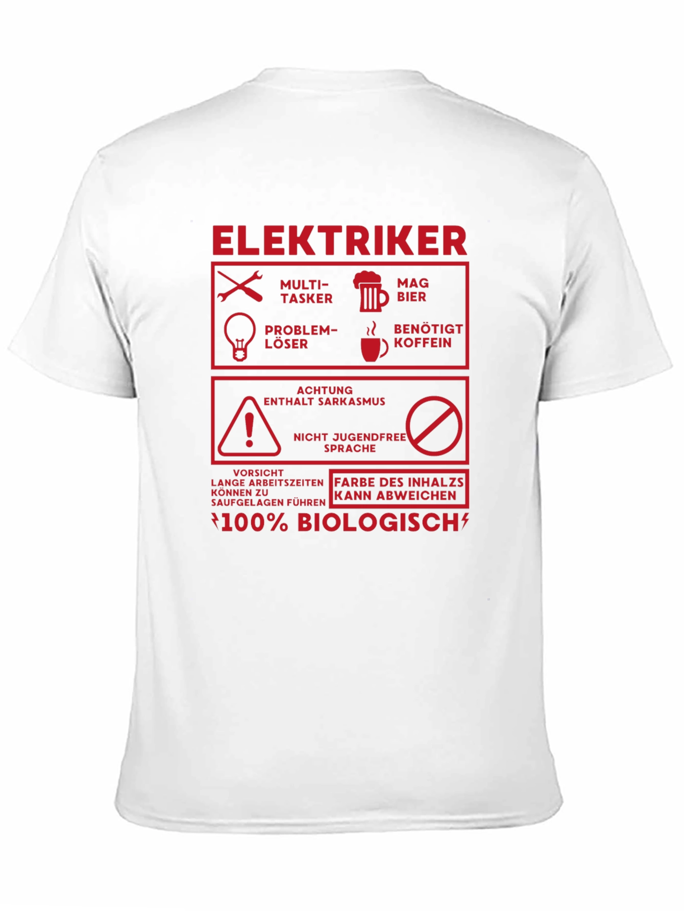 Elektriker 100% Biologisch T-Shirt