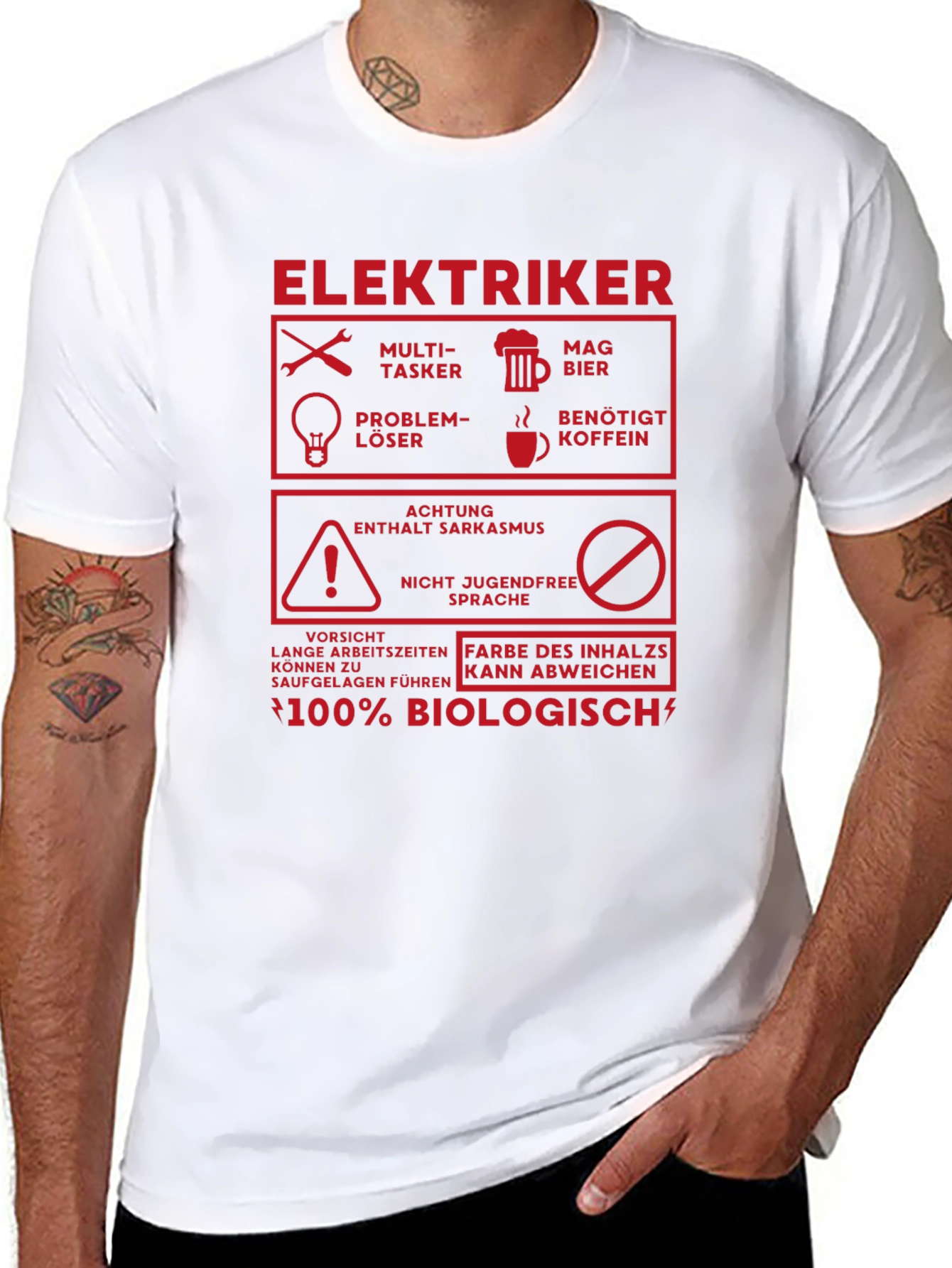 Elektriker 100% Biologisch T-Shirt