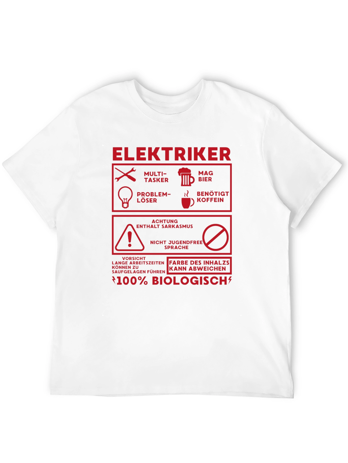 Elektriker 100% Biologisch T-Shirt