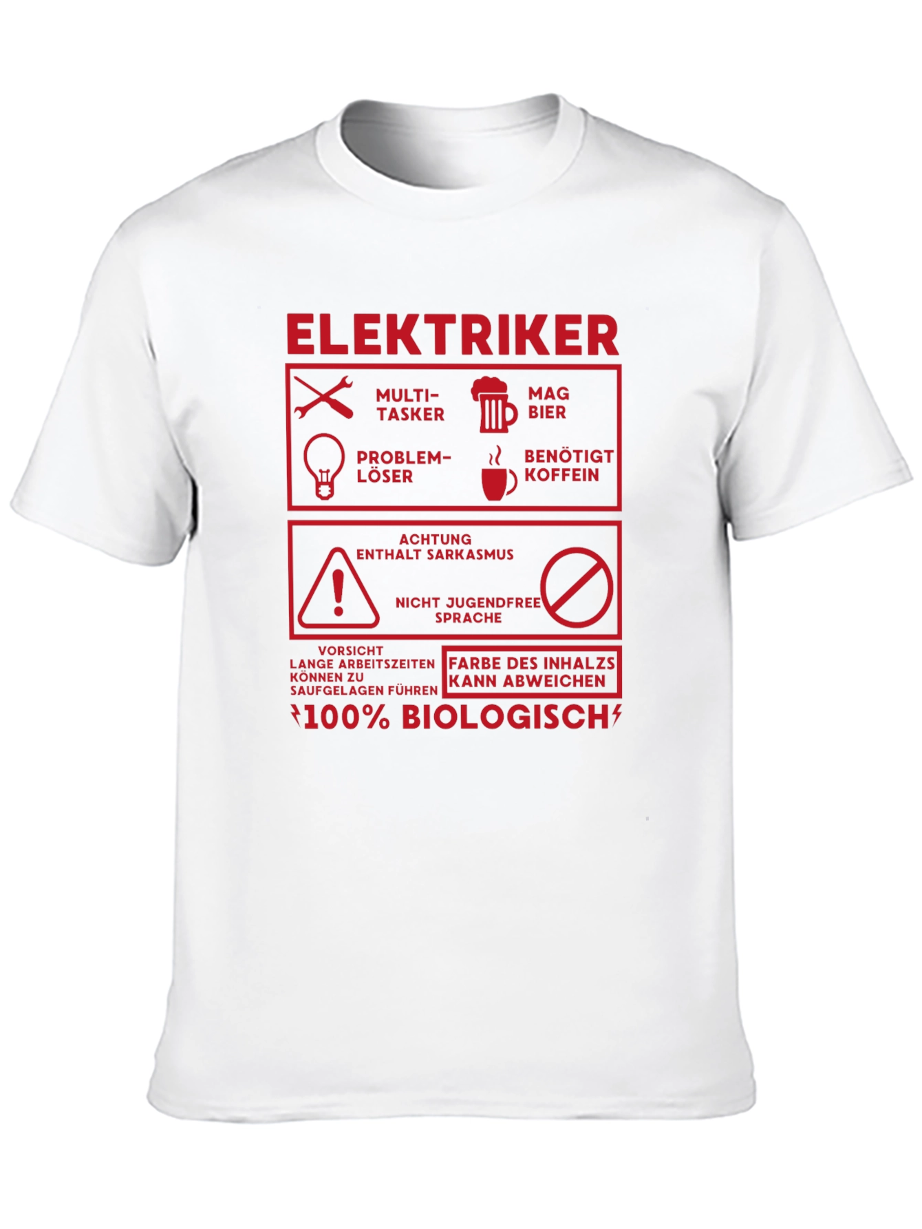Elektriker 100% Biologisch T-Shirt