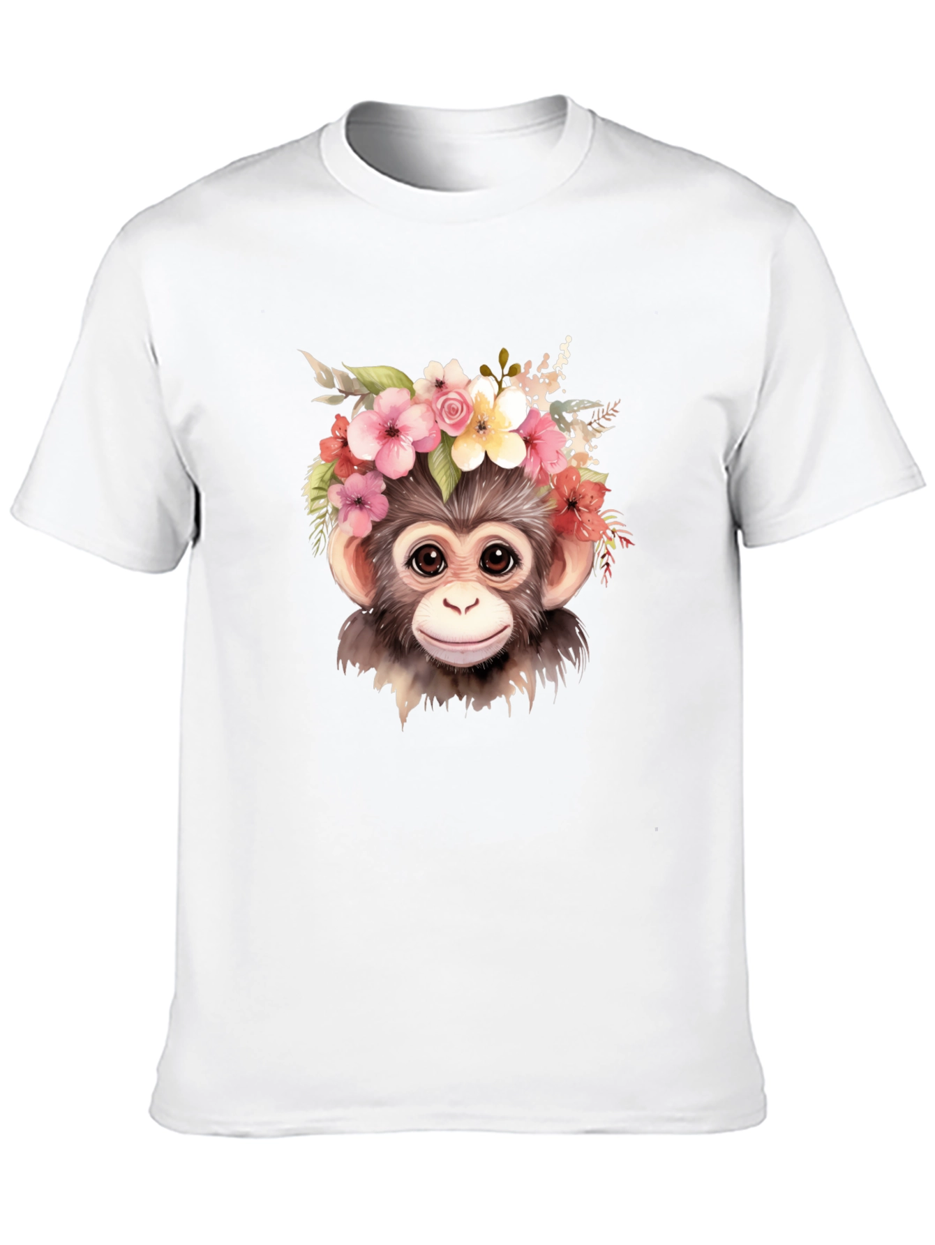 Monkey Flower Crown Black T-Shirt