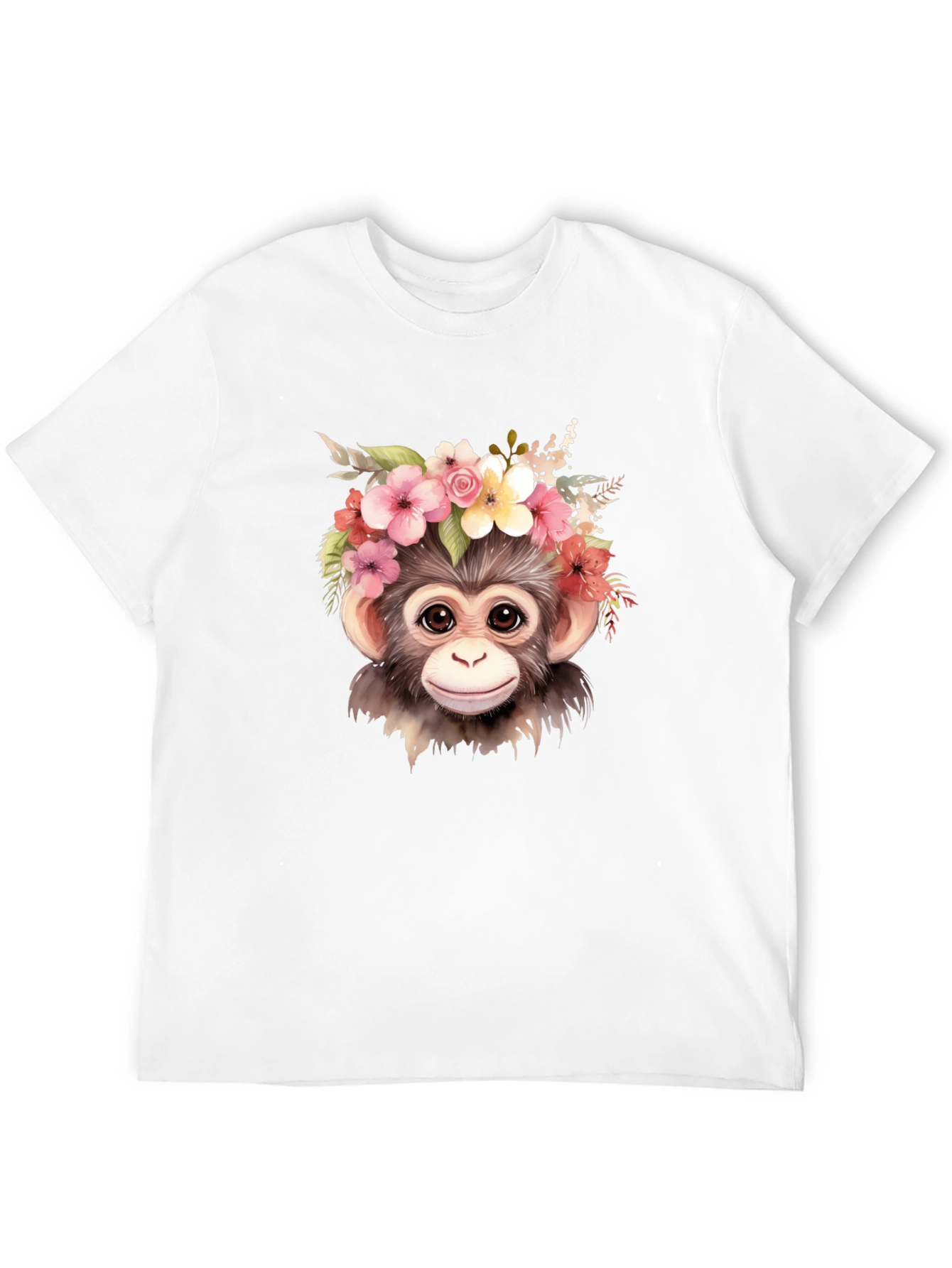 Monkey Flower Crown Black T-Shirt