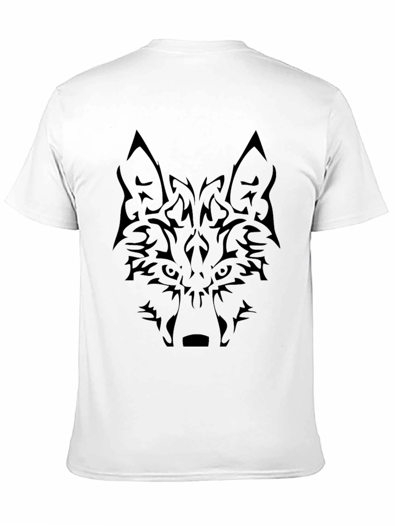 Mens Black Wolf Graphic Tee - Tribal Design