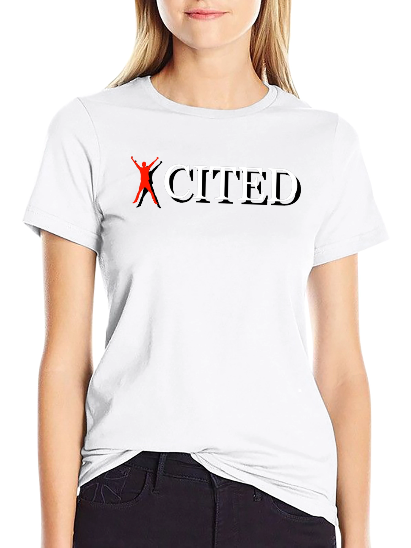 Excited T-Shirt - Black Cotton Graphic Tee