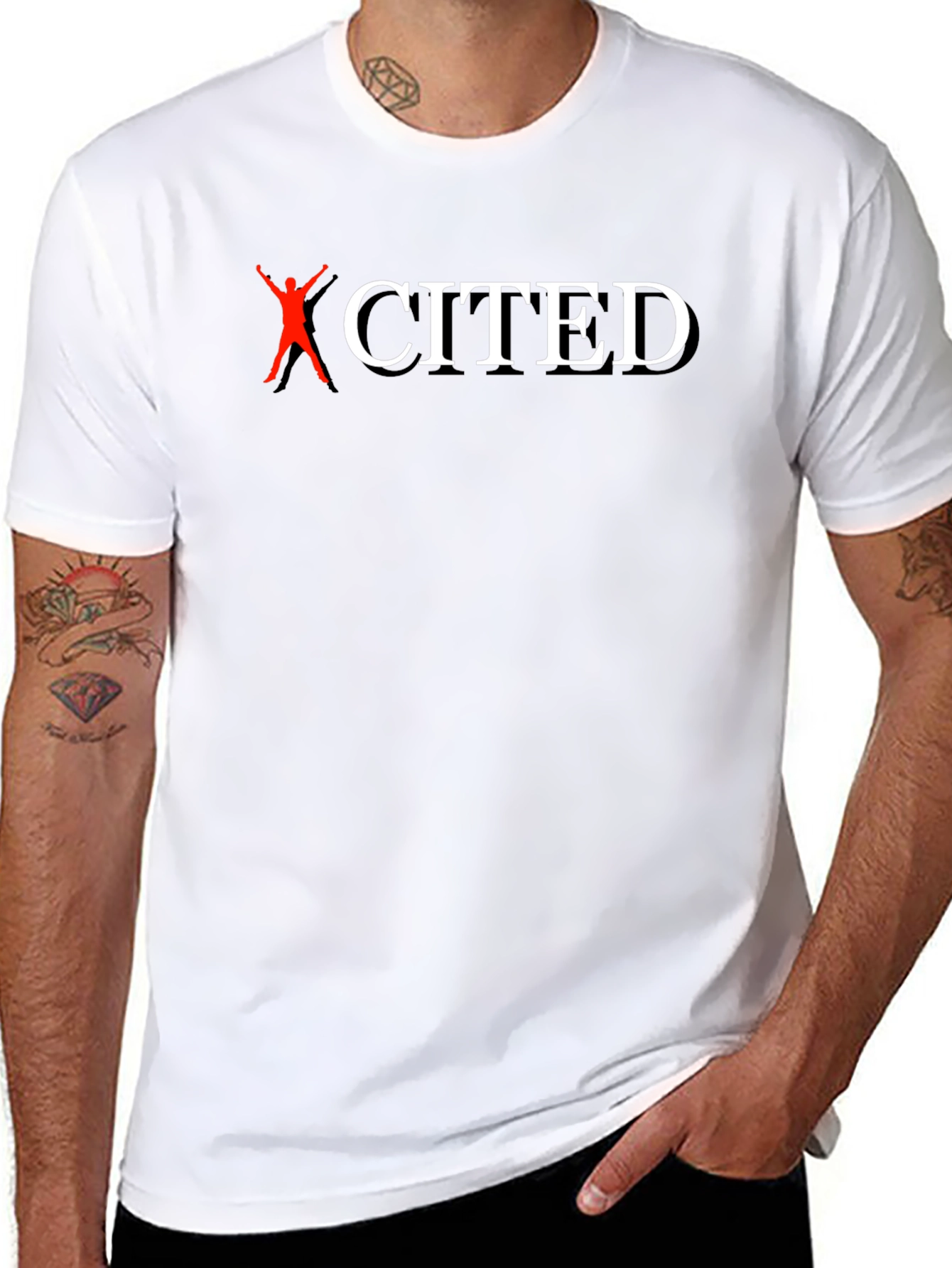 Excited T-Shirt - Black Cotton Graphic Tee
