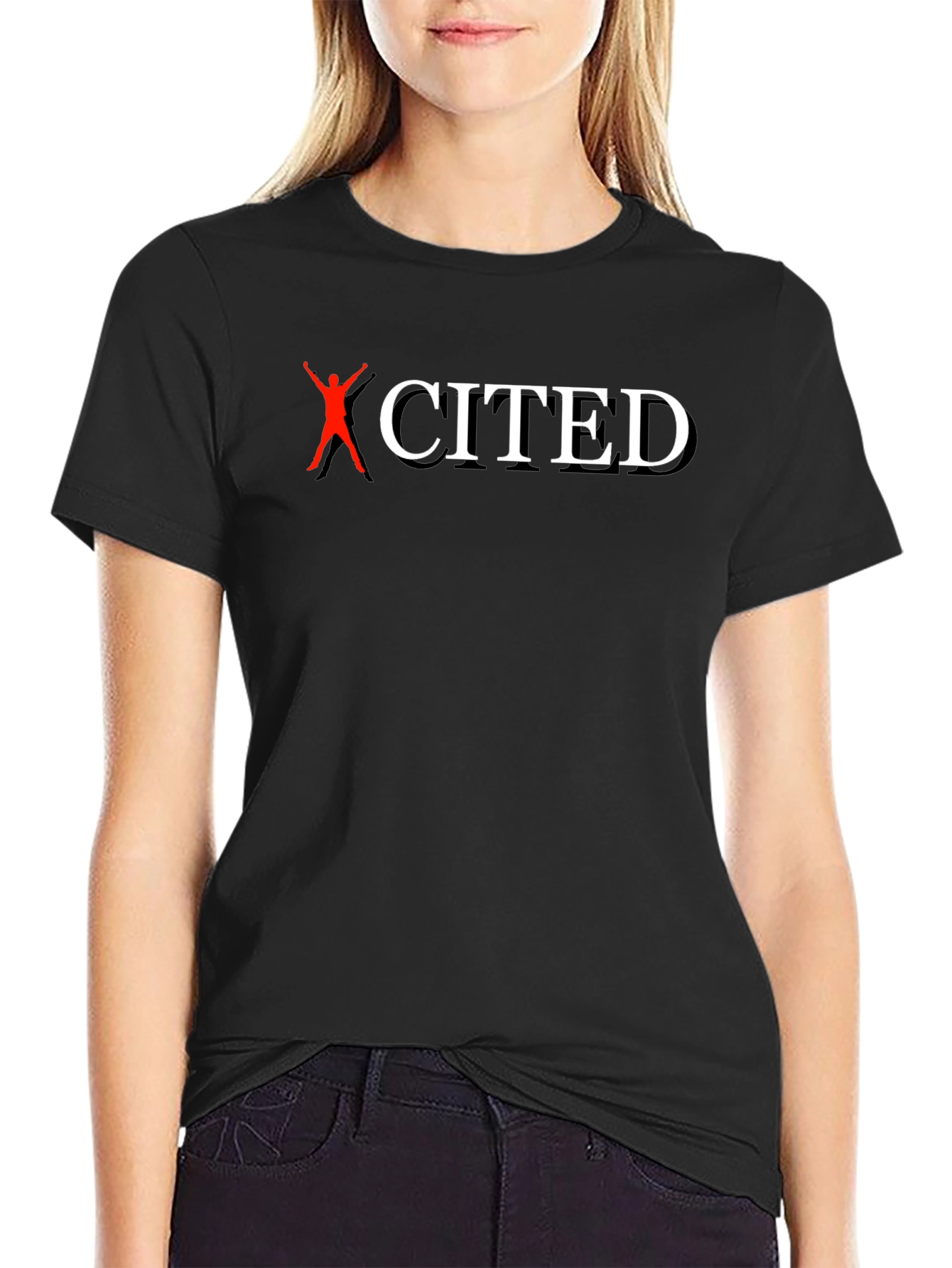 Excited T-Shirt - Black Cotton Graphic Tee