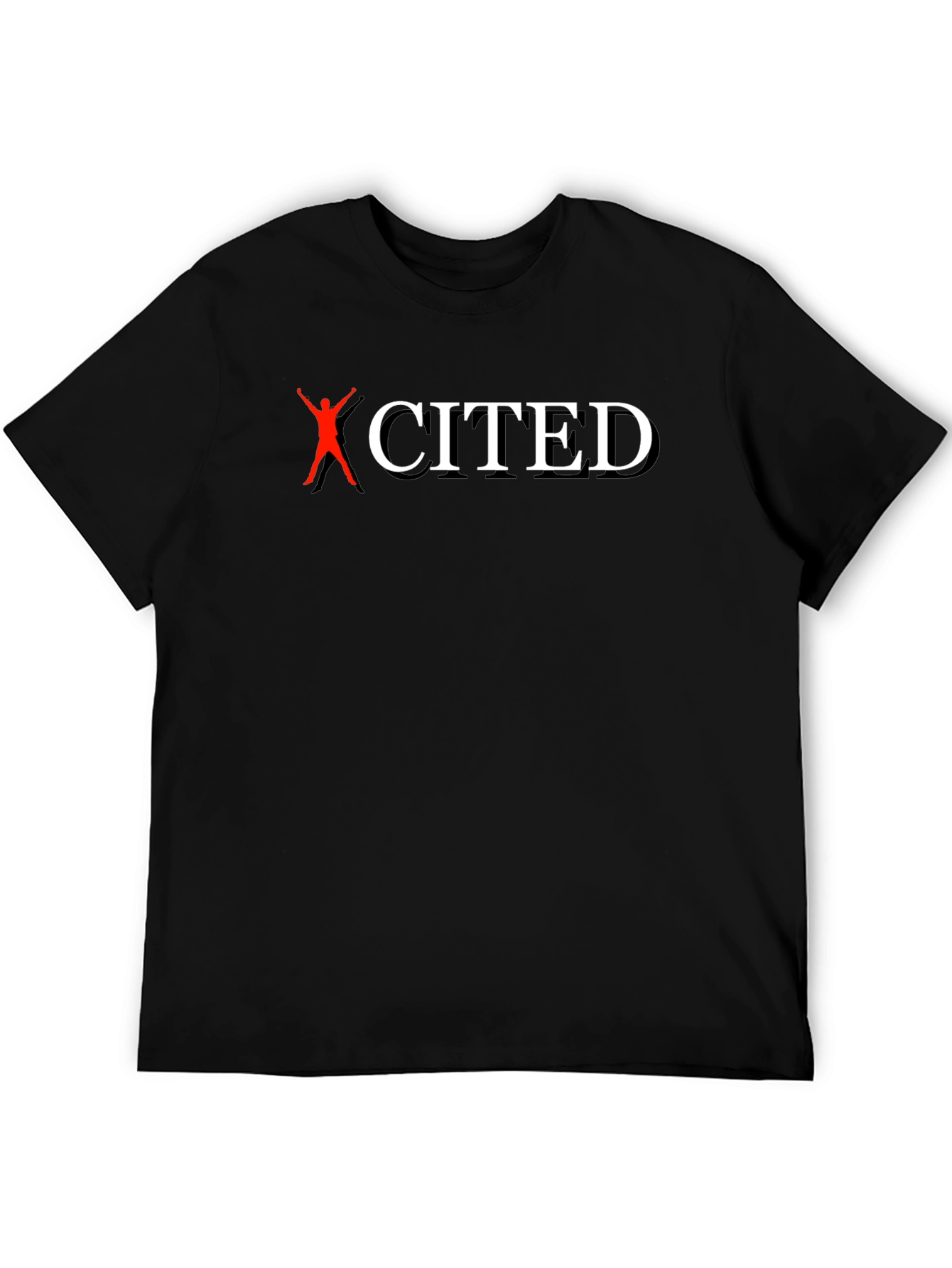 Excited T-Shirt - Black Cotton Graphic Tee