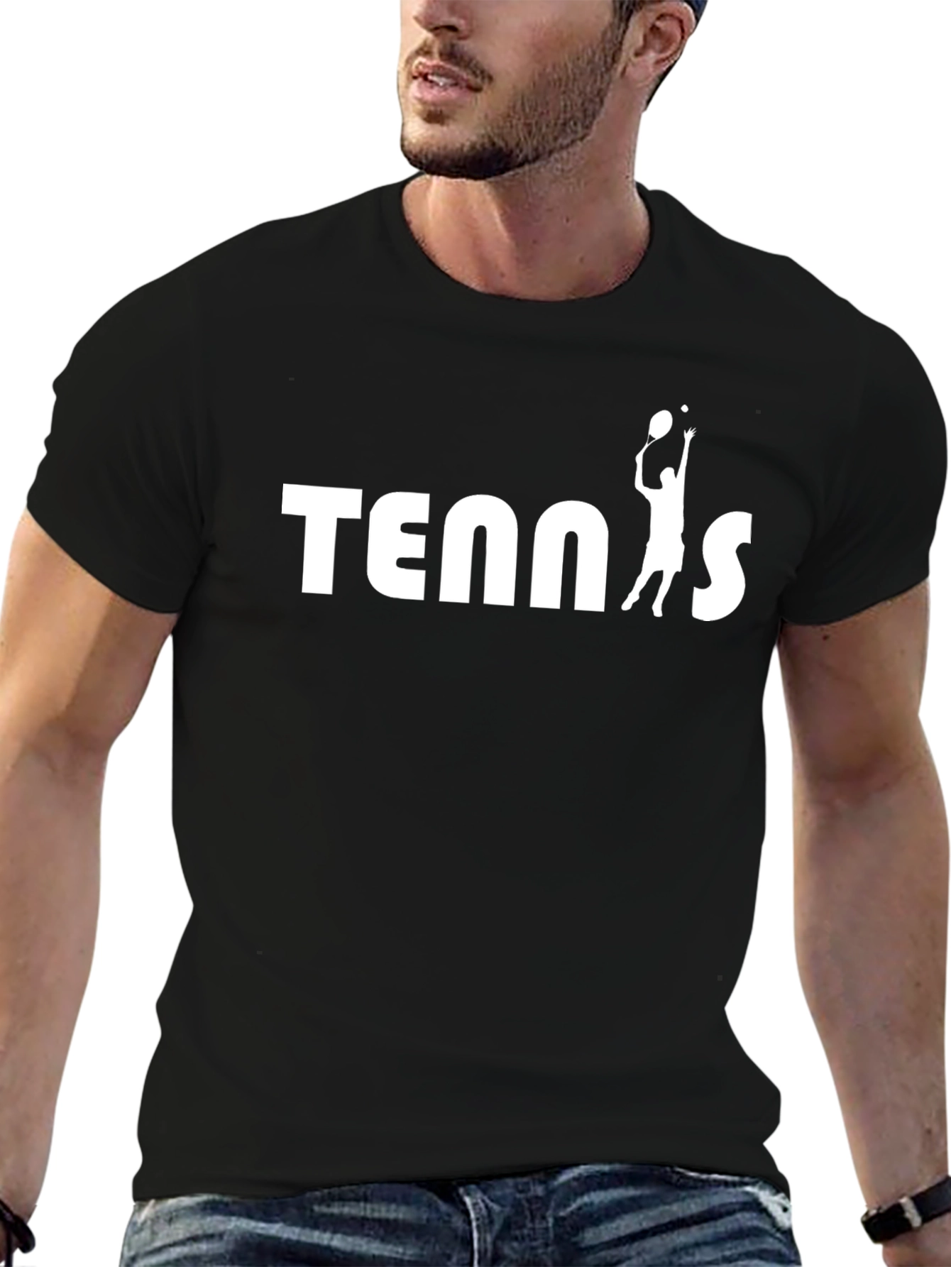 Tennis Player Graphic Black T-Shirt
