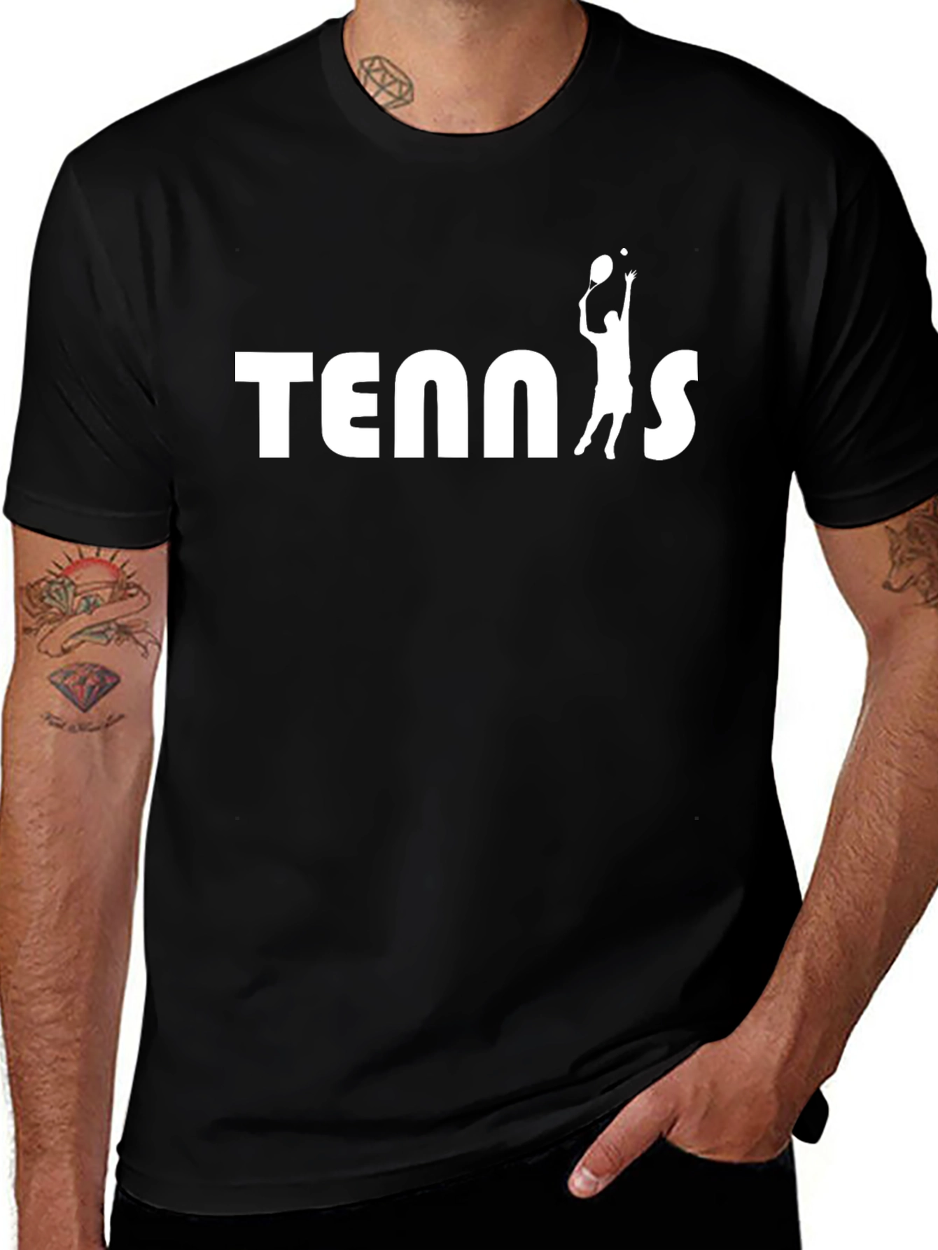 Tennis Player Graphic Black T-Shirt