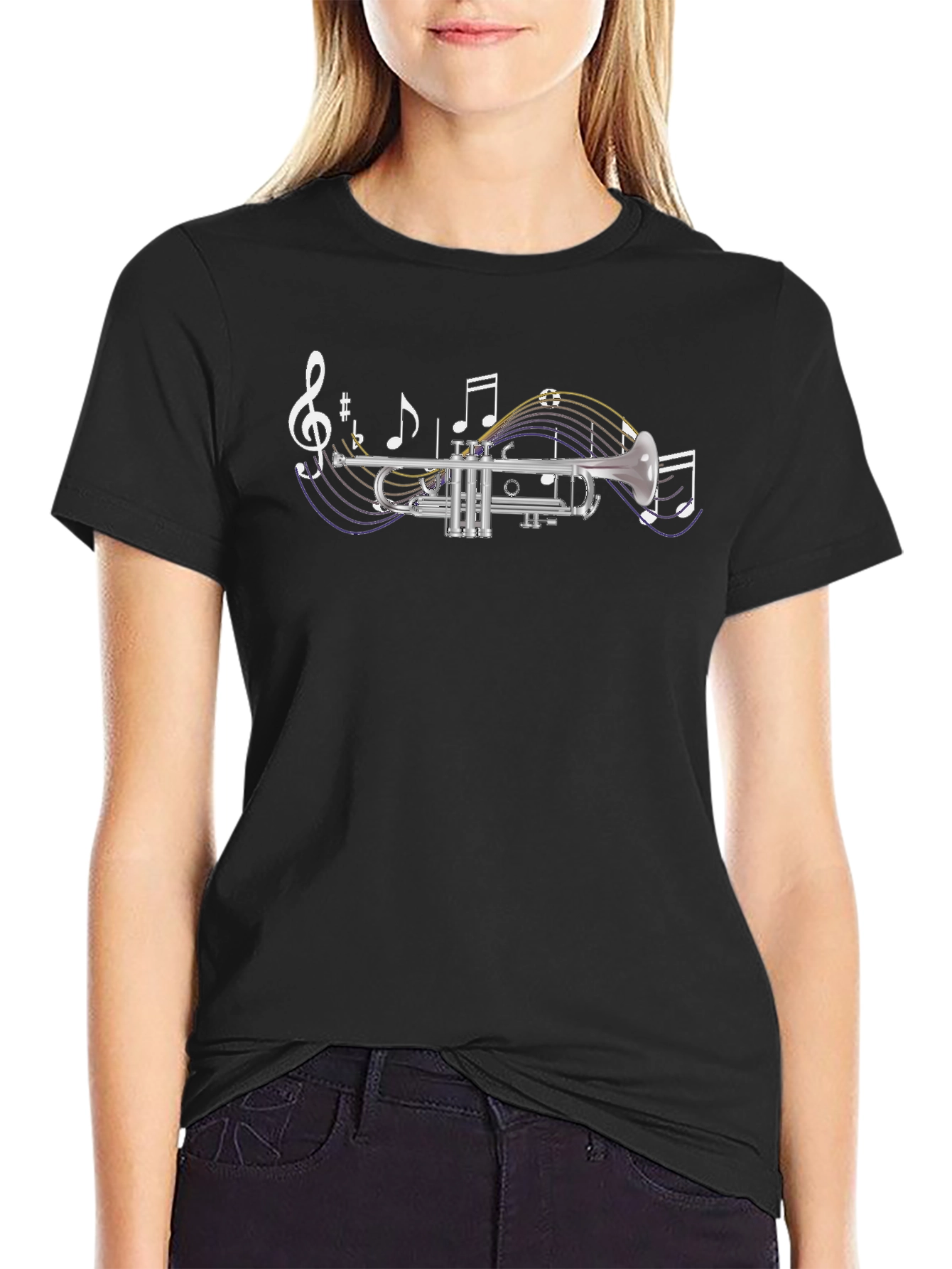 Trumpet Music Notes Graphic T-Shirt