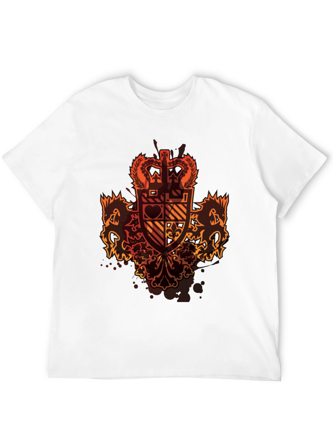 Graphic Tee: Crown & Crest Design - Black