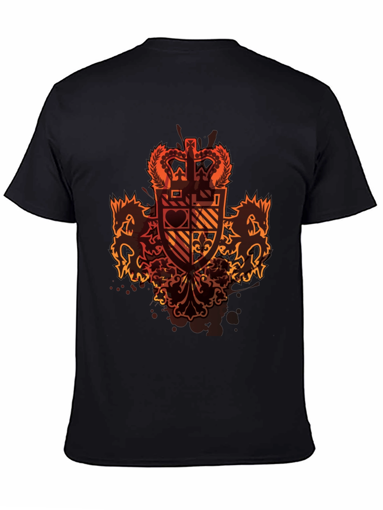 Graphic Tee: Crown & Crest Design - Black