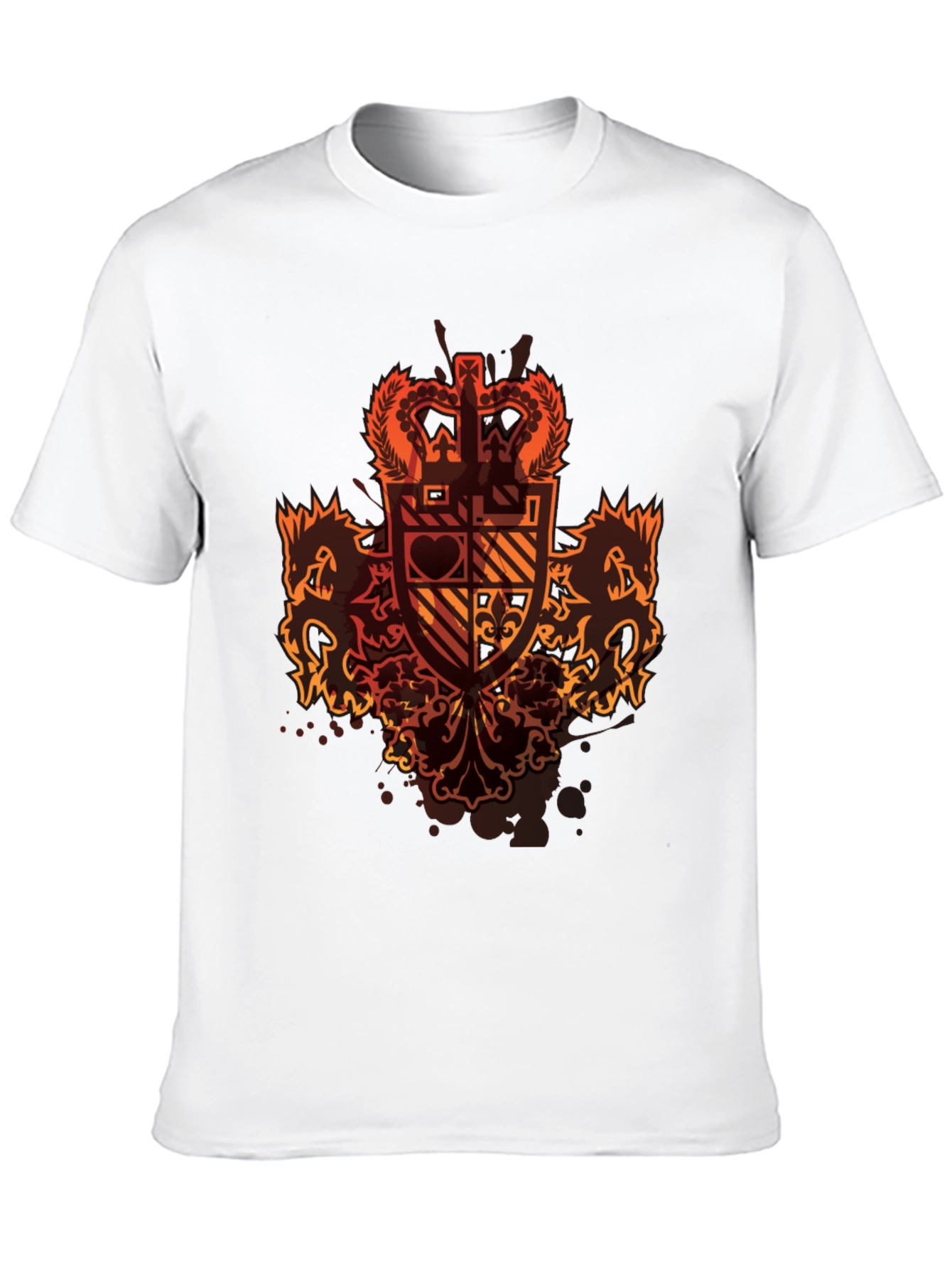 Graphic Tee: Crown & Crest Design - Black