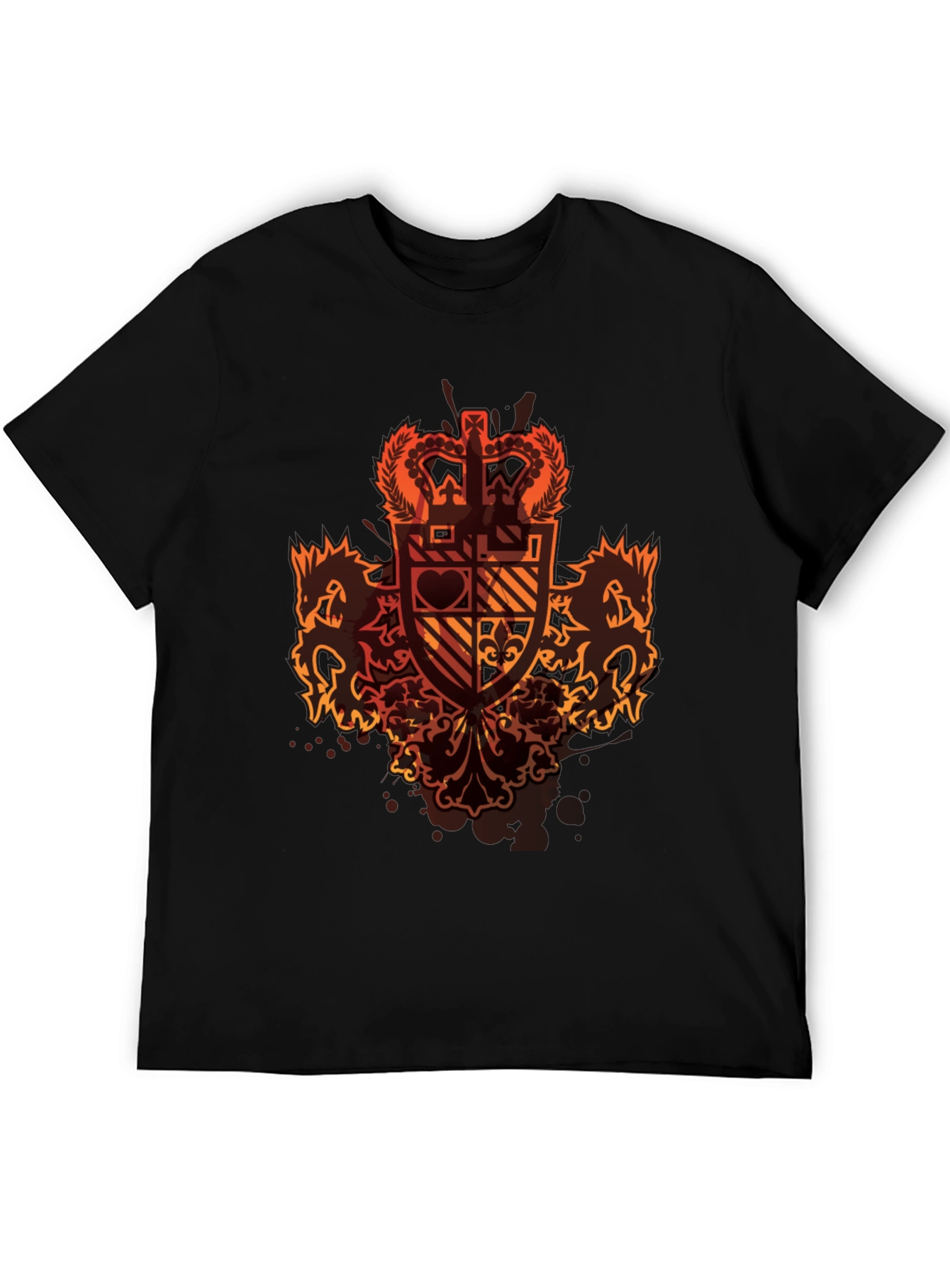 Graphic Tee: Crown & Crest Design - Black