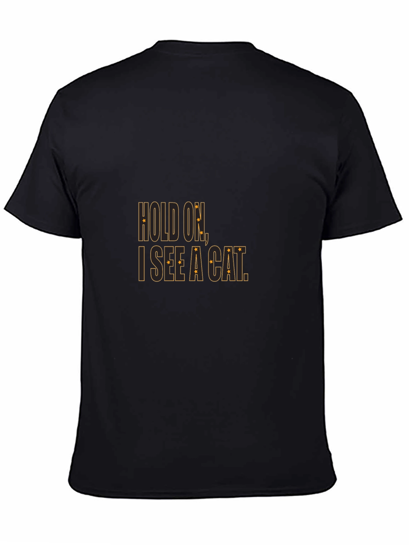 Hold On I See a Cat Black Cotton T-Shirt