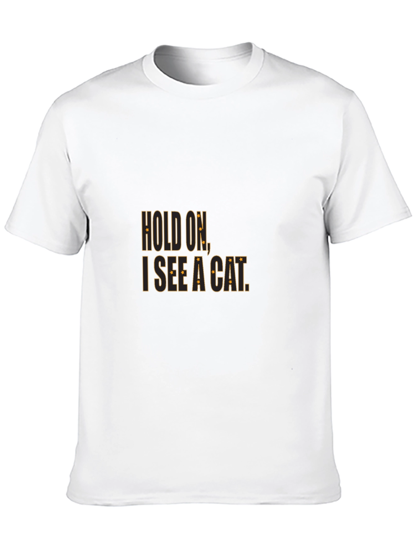 Hold On I See a Cat Black Cotton T-Shirt
