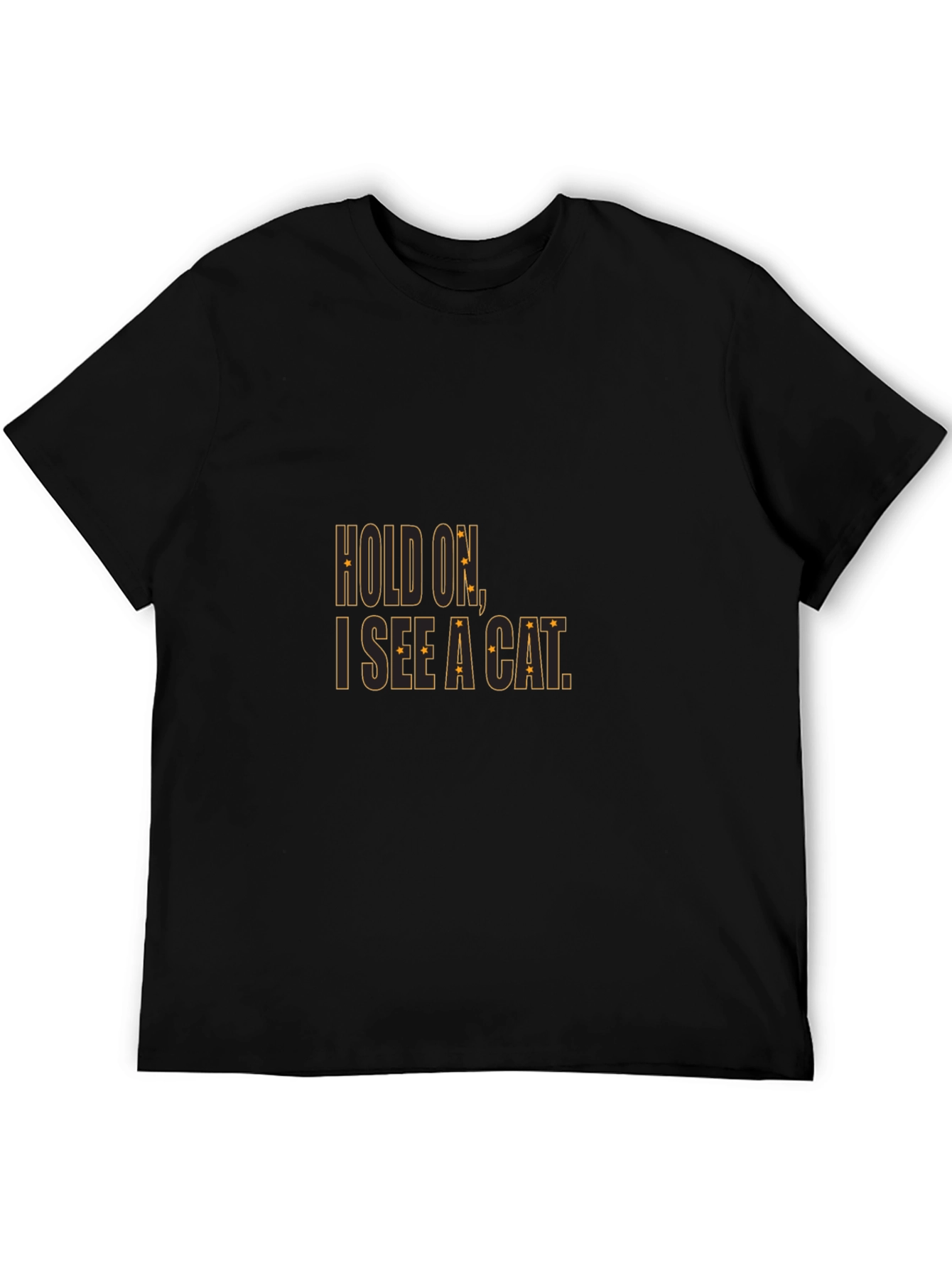 Hold On I See a Cat Black Cotton T-Shirt
