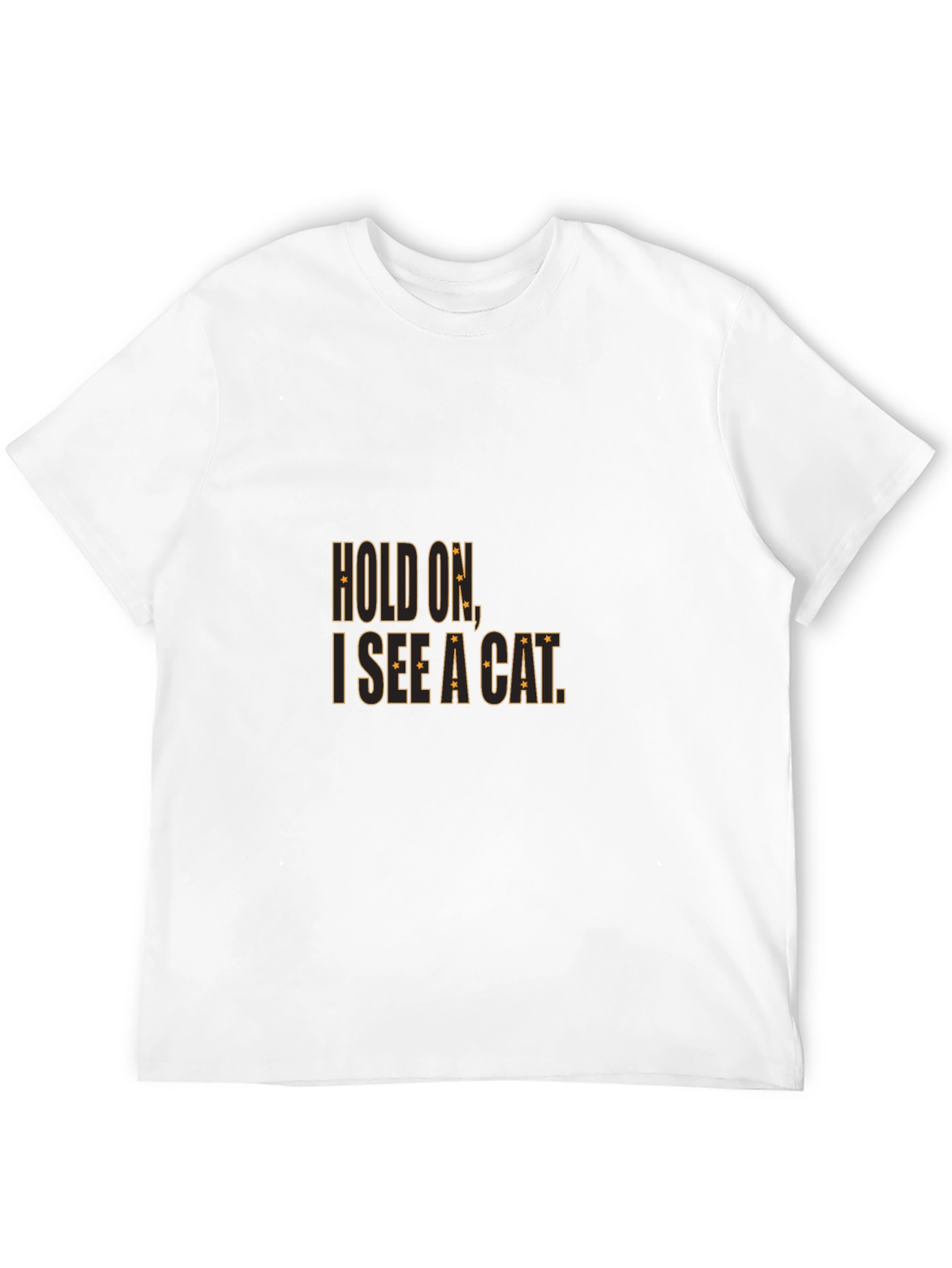 Hold On I See a Cat Black Cotton T-Shirt