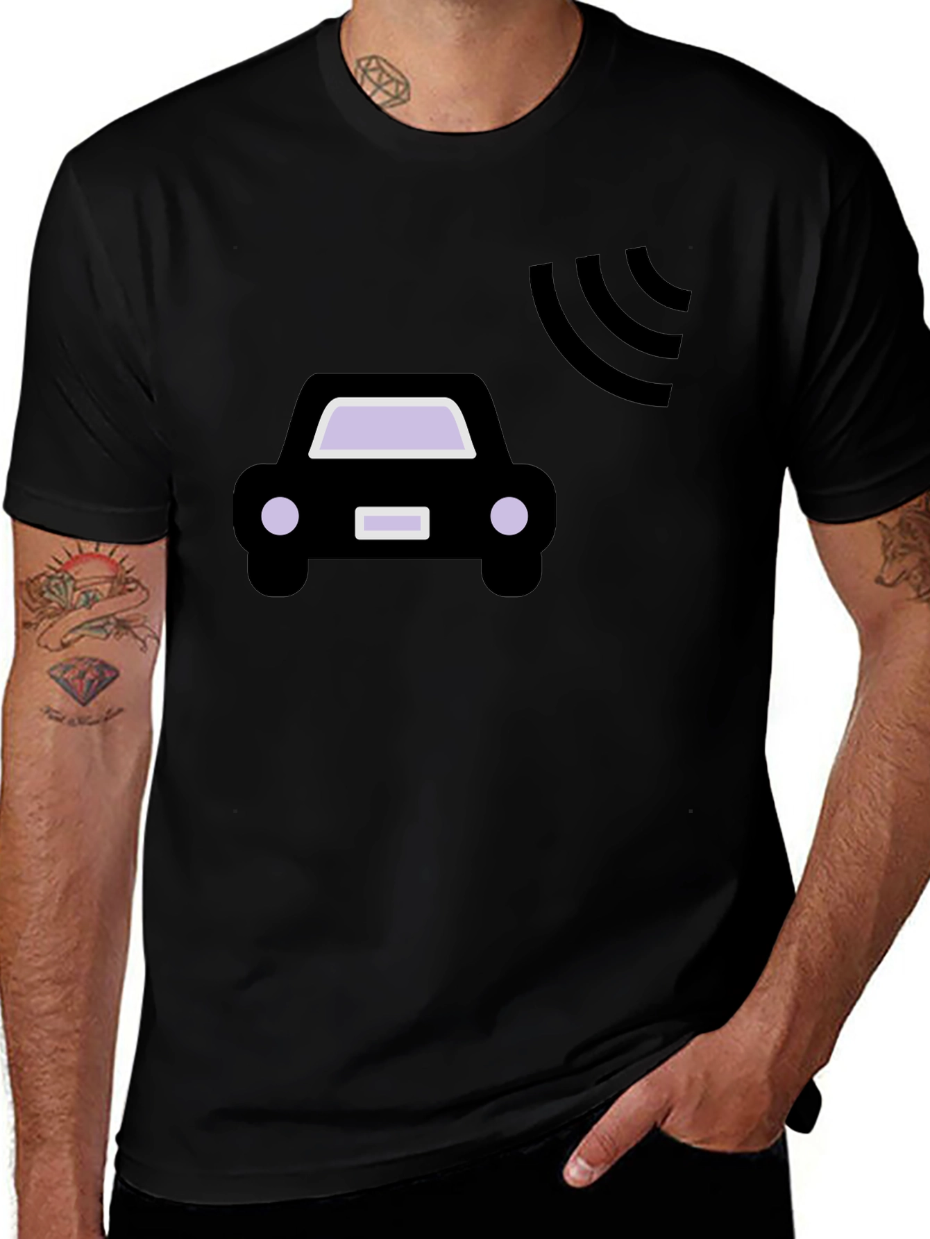 Autonomous Car T-Shirt - Black Cotton