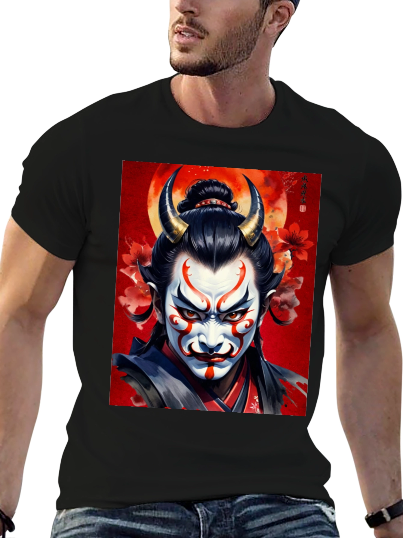 Oni Mask T-Shirt: Japanese Demon Design