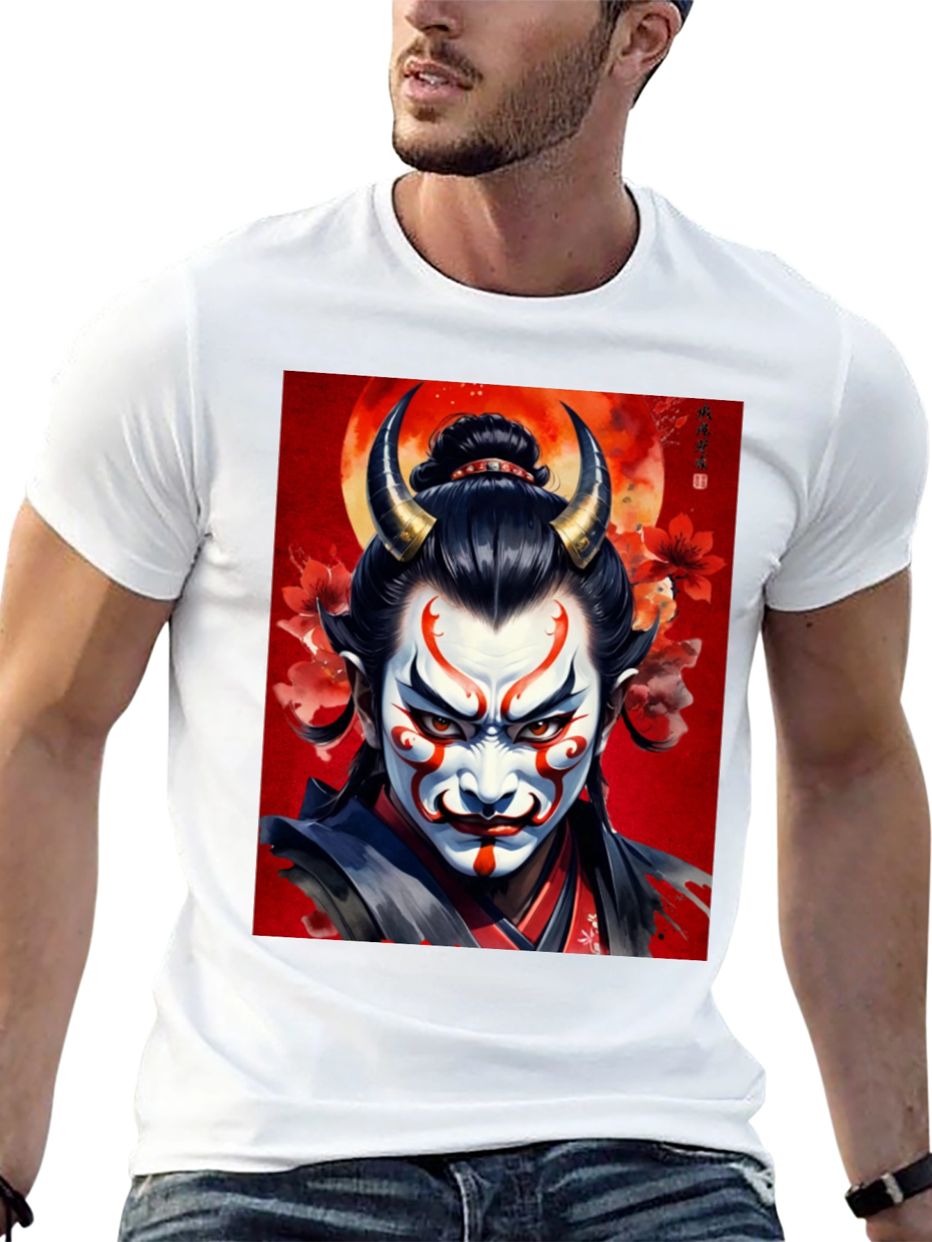 Oni Mask T-Shirt: Japanese Demon Design