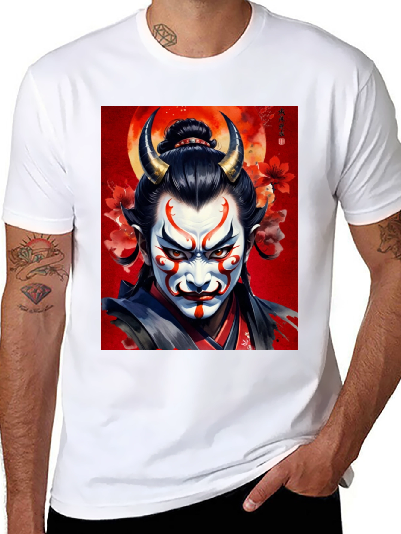 Oni Mask T-Shirt: Japanese Demon Design