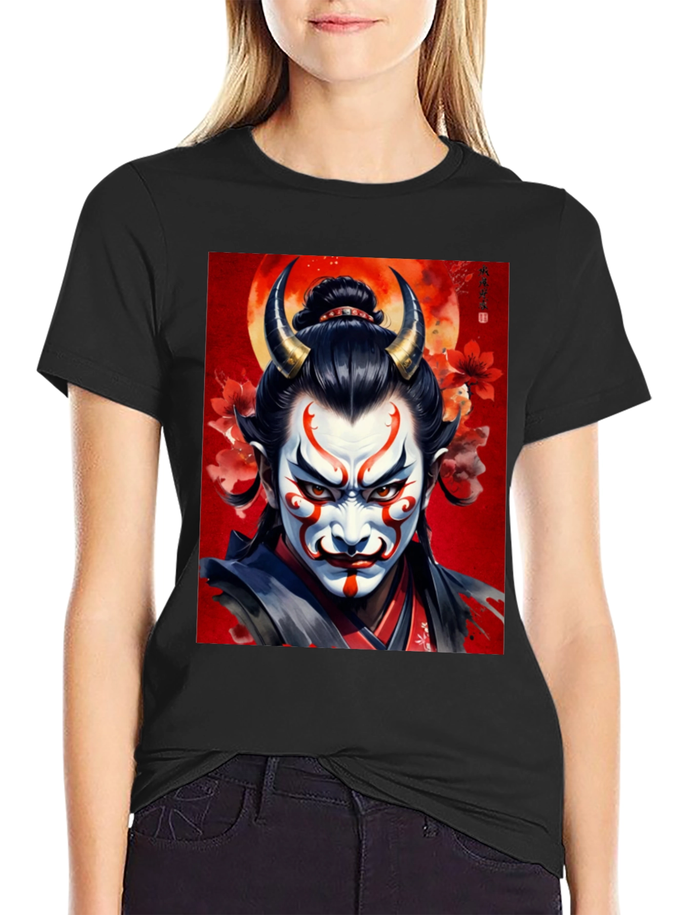 Oni Mask T-Shirt: Japanese Demon Design