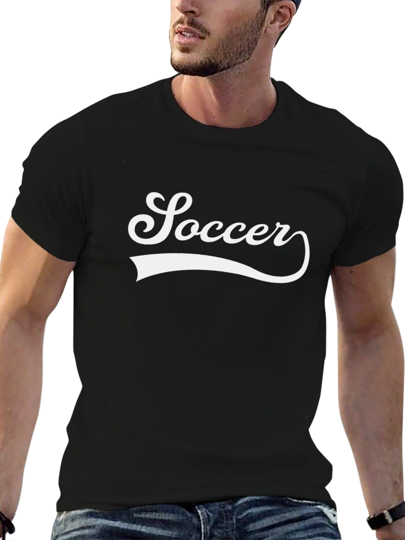 Soccer Graphic Tee - Stylish Black Cotton T-Shirt