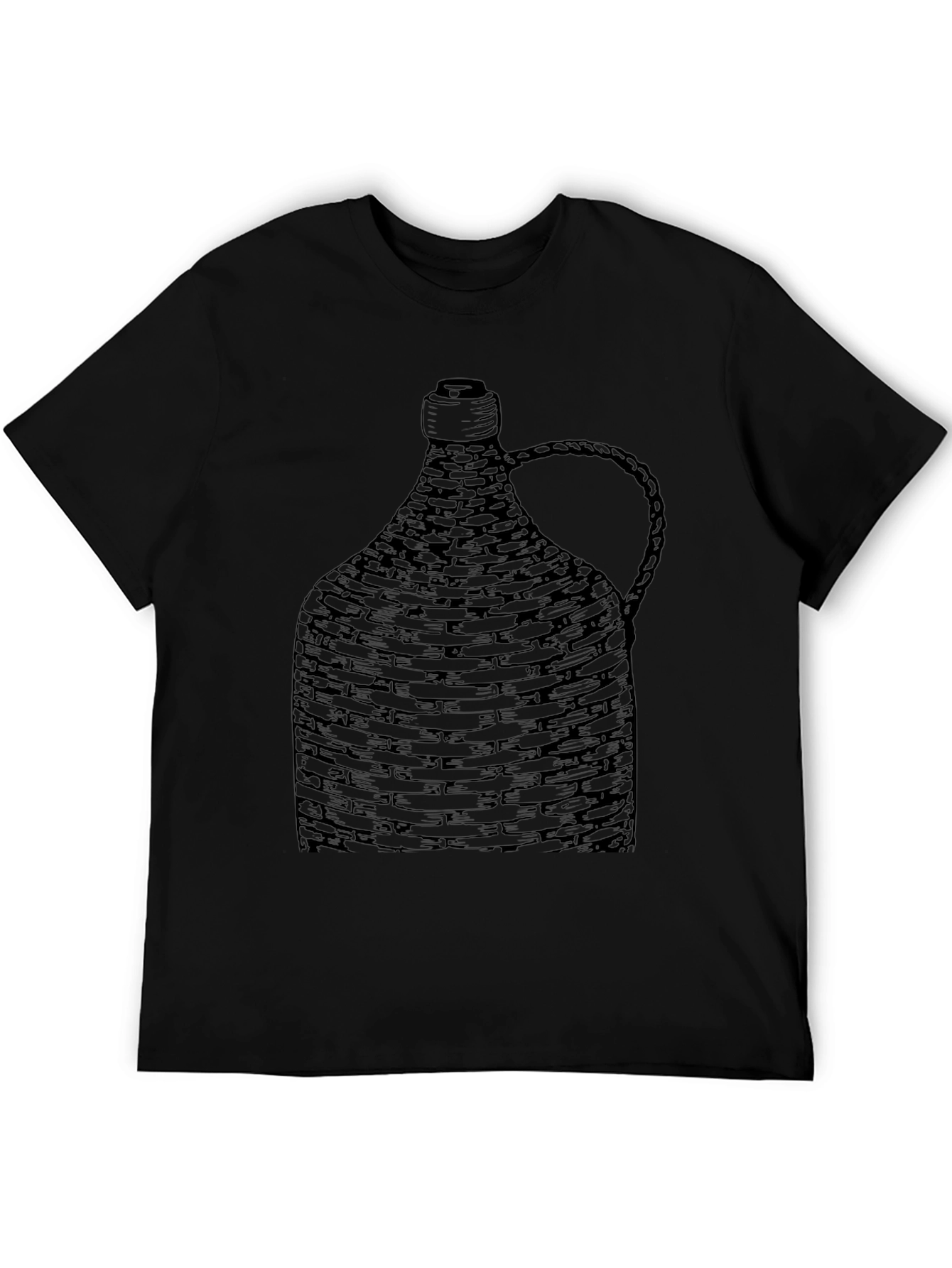Woven Bottle Design Black T-Shirt