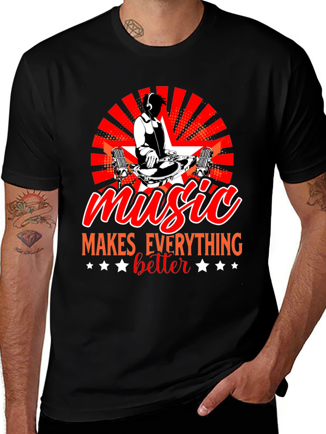 Music Makes Everything Better Black T-Shirt