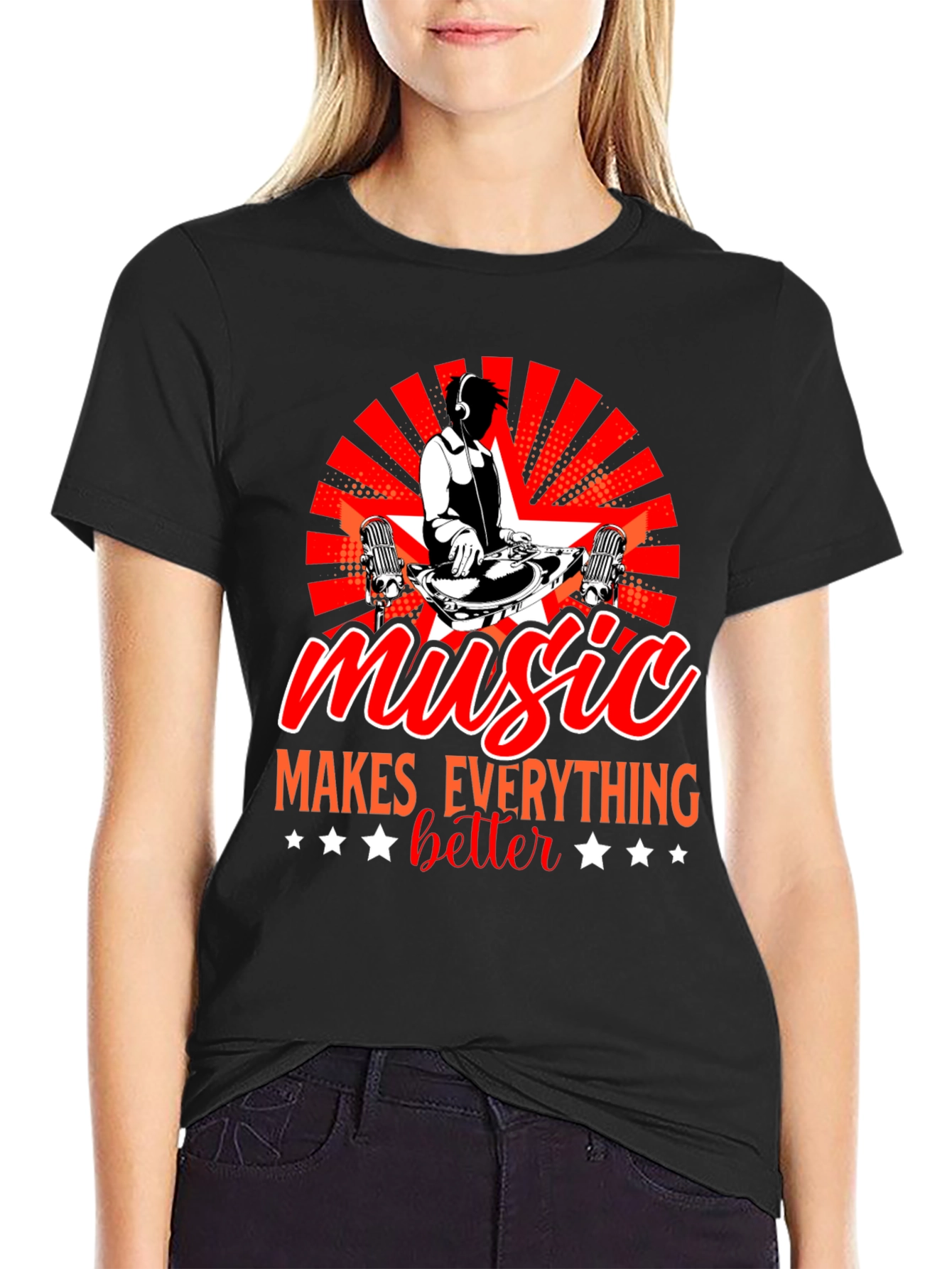Music Makes Everything Better Black T-Shirt