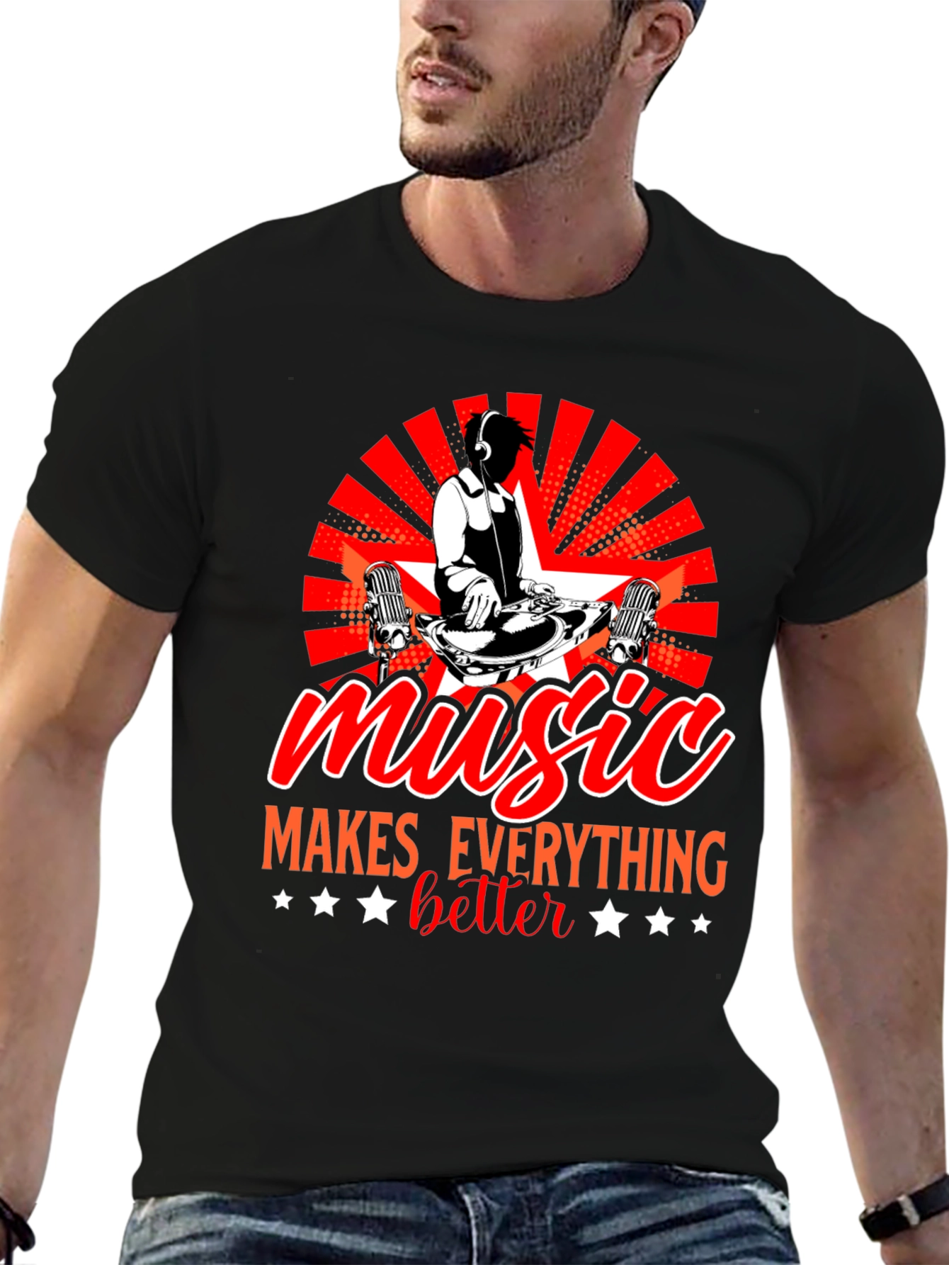 Music Makes Everything Better Black T-Shirt
