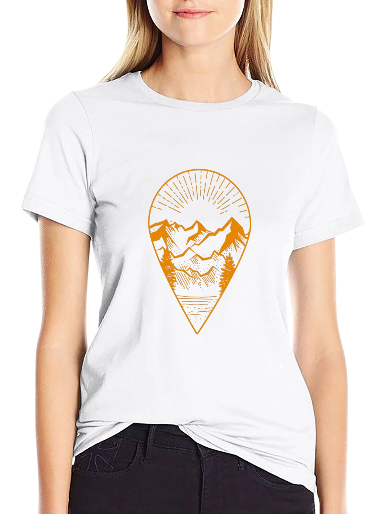 Mountain Graphic Tee - Black Cotton Adventure Shirt